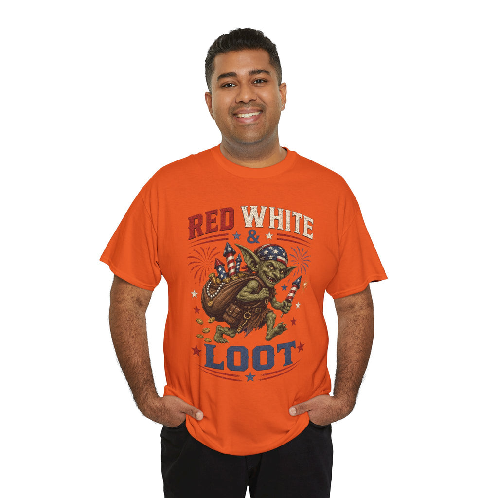 Red White & Loot Goblin Illustration Tee | Patriotic Fourth of July Shirt