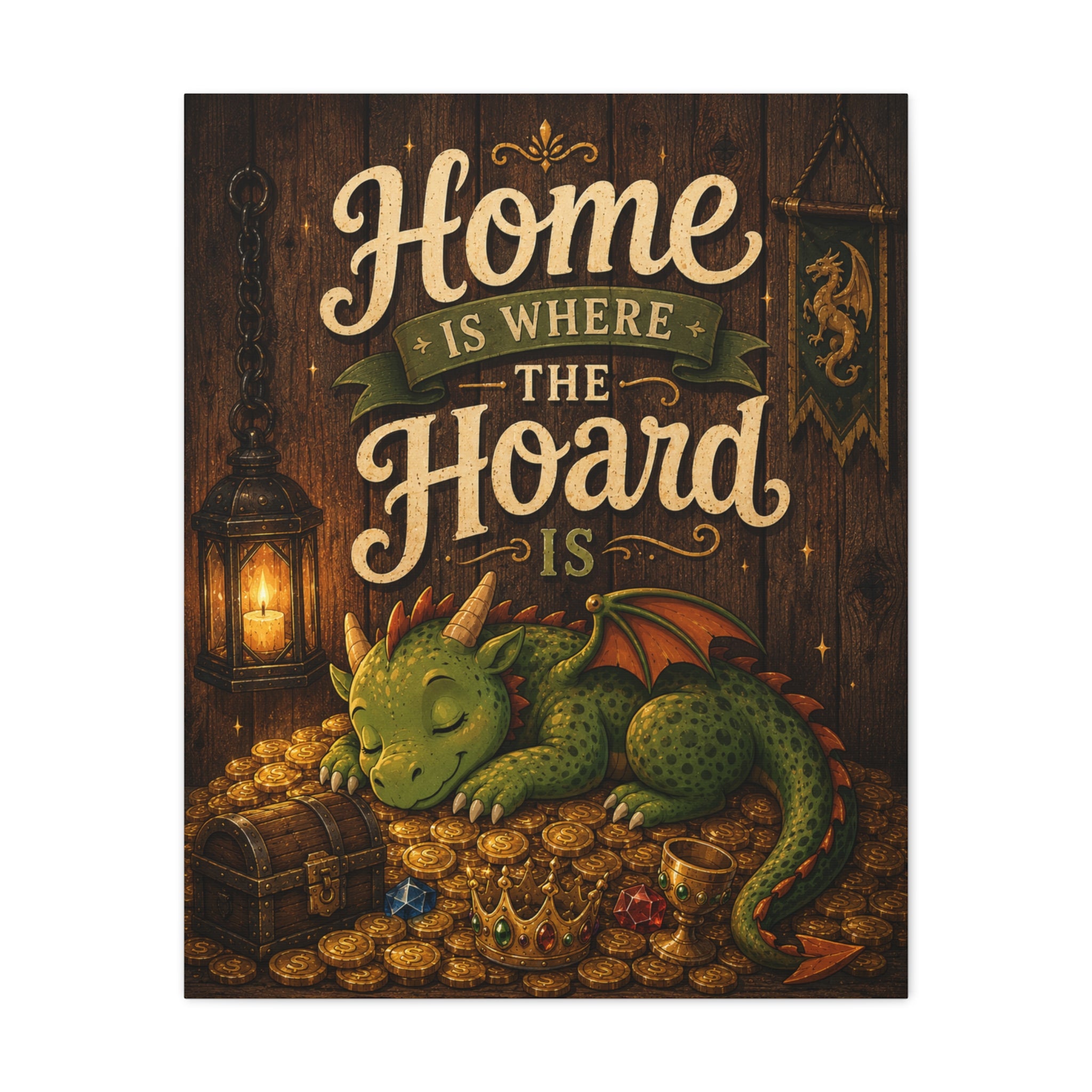 Home Is Where The Hoard Is Dragon Canvas | Matte Stretched Wall Art