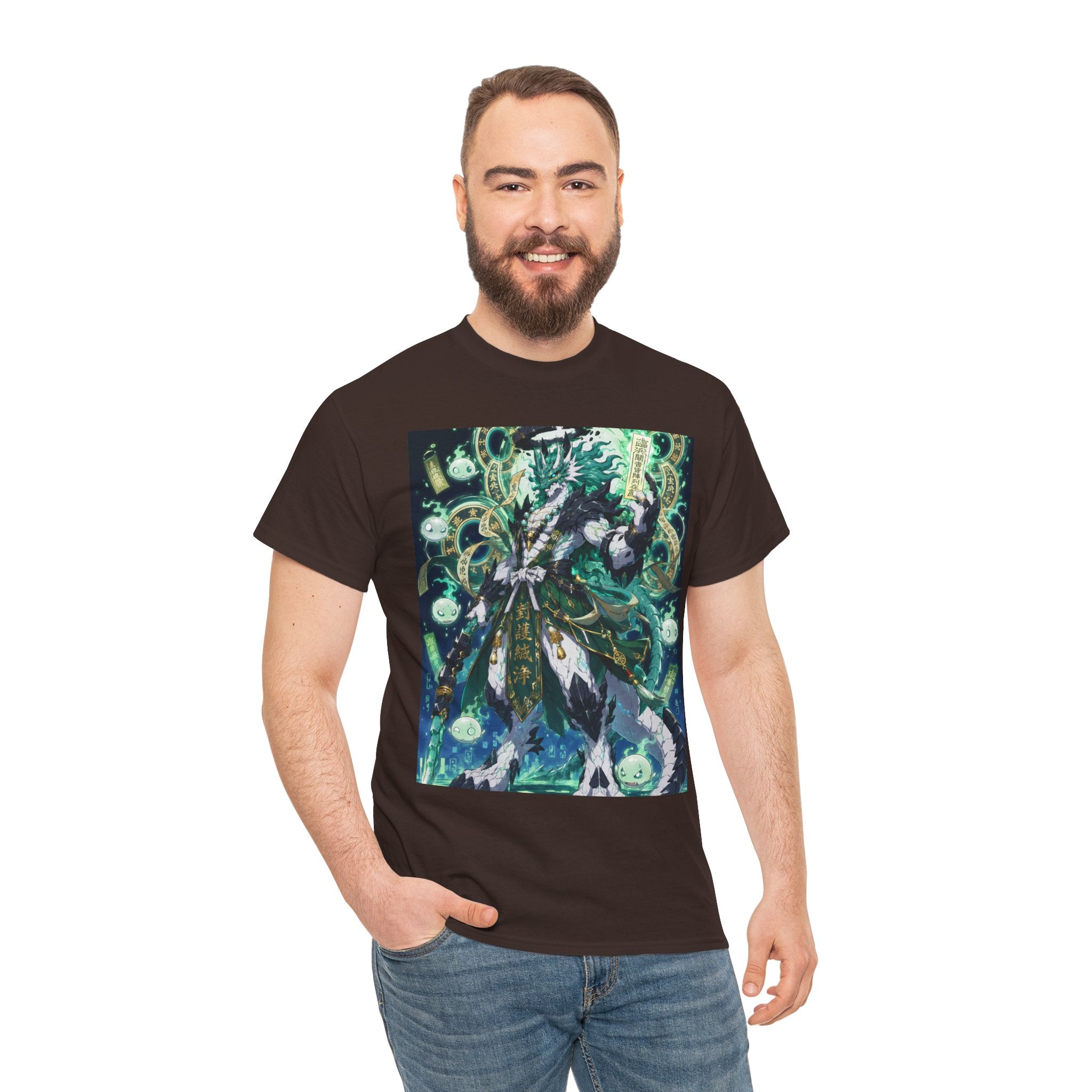 Mystic Forest Sorcerer T-Shirt | Fantasy Mage Illustration, Green Aura