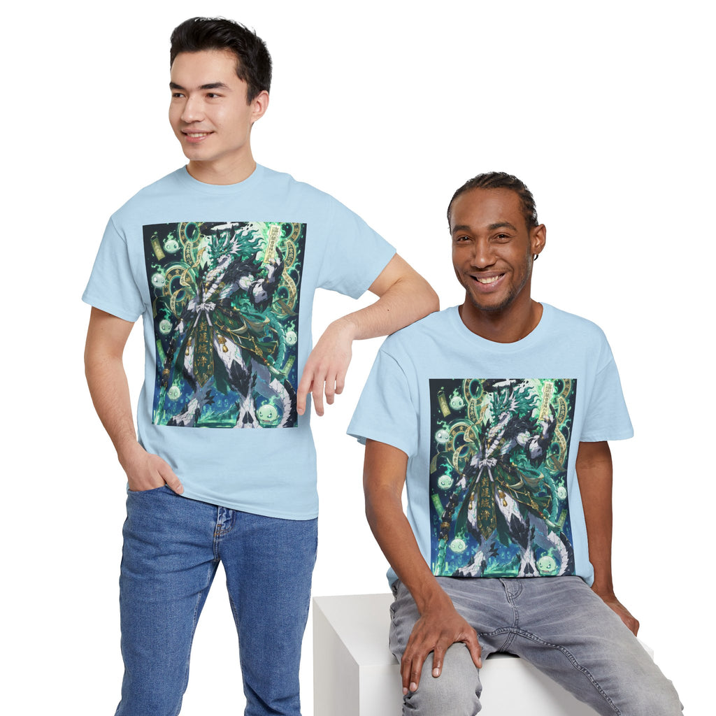 Mystic Forest Sorcerer T-Shirt | Fantasy Mage Illustration, Green Aura