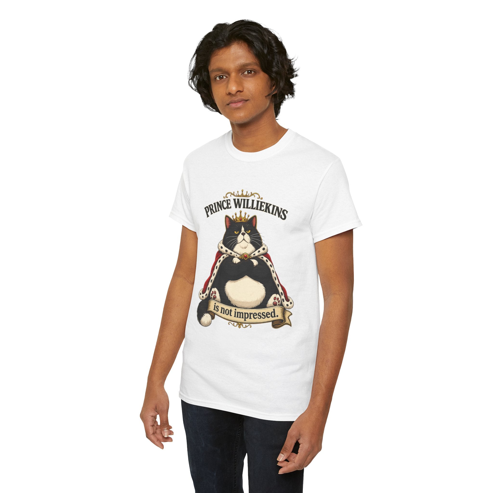Cat T-Shirt — “Prince Williekins Is Not Impressed” Royal Cat Graphic Tee