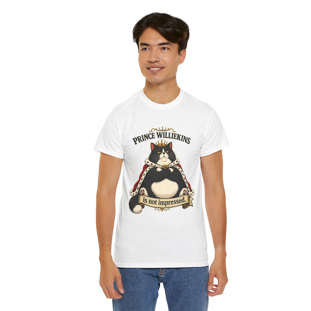 Cat T-Shirt — “Prince Williekins Is Not Impressed” Royal Cat Graphic Tee