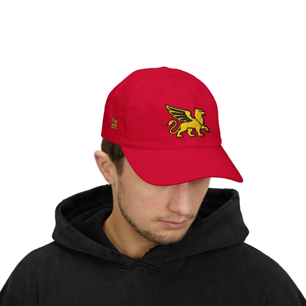 Golden Griffin Embroidered Cap | White Classic Dad Cap