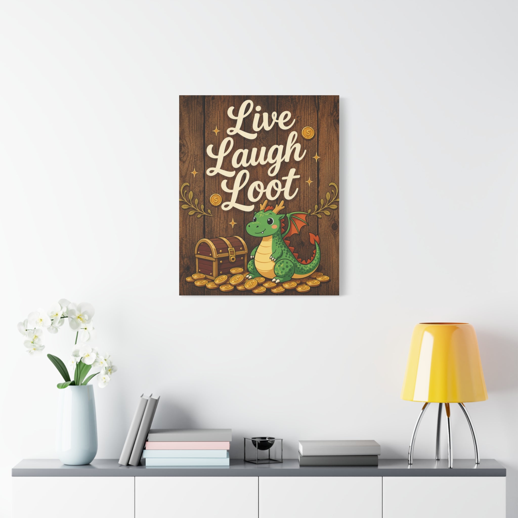 Live Laugh Loot Dragon Canvas