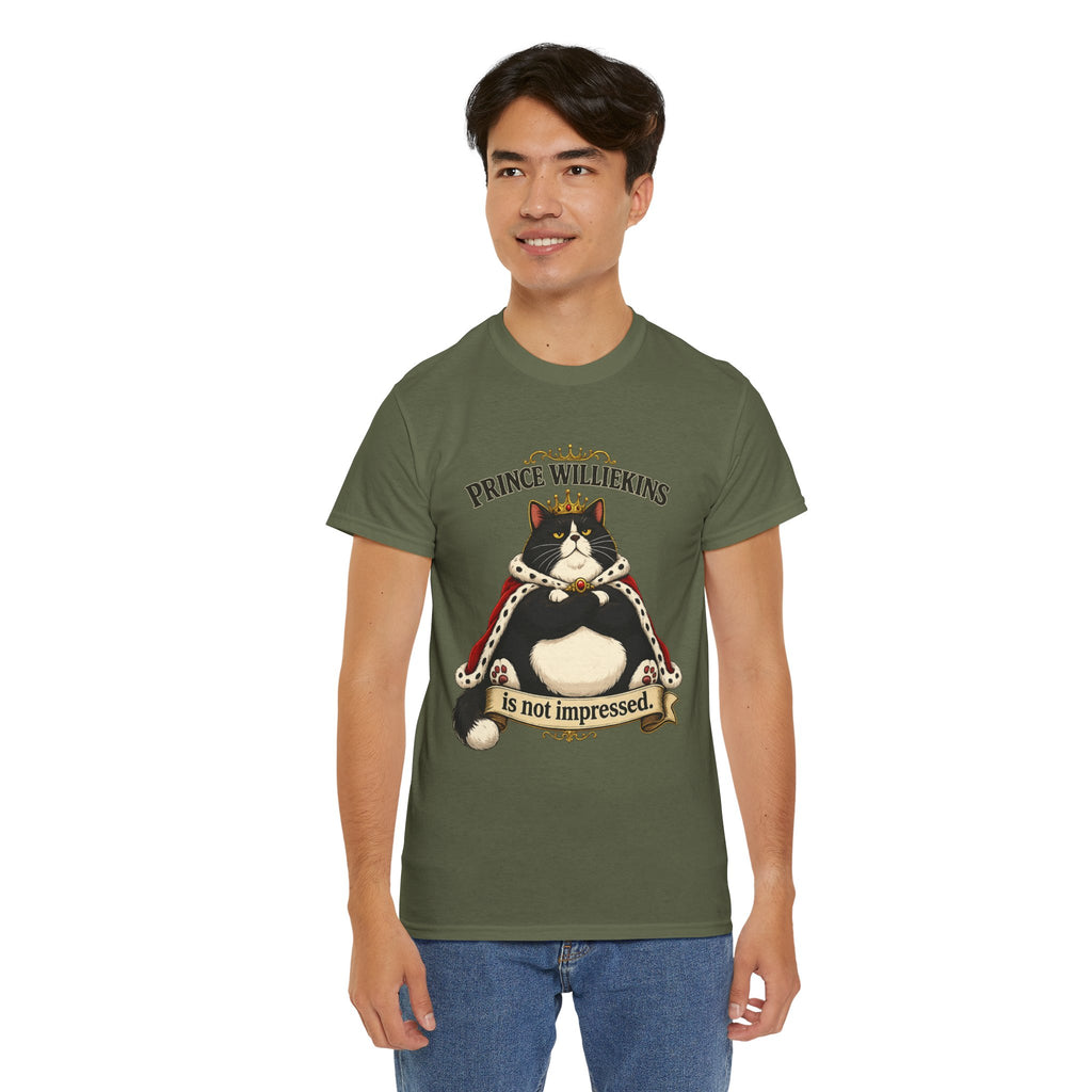 Cat T-Shirt — “Prince Williekins Is Not Impressed” Royal Cat Graphic Tee