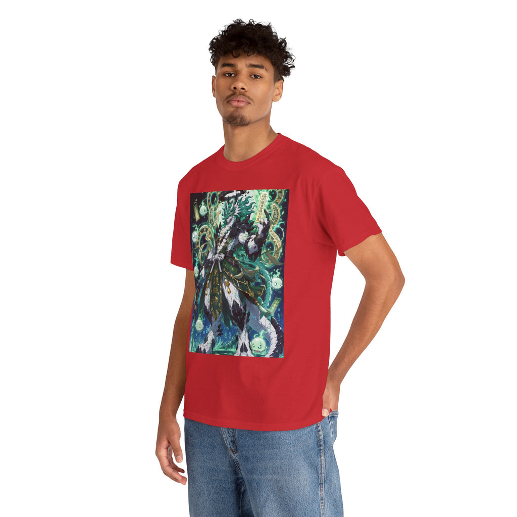 Mystic Forest Sorcerer T-Shirt | Fantasy Mage Illustration, Green Aura