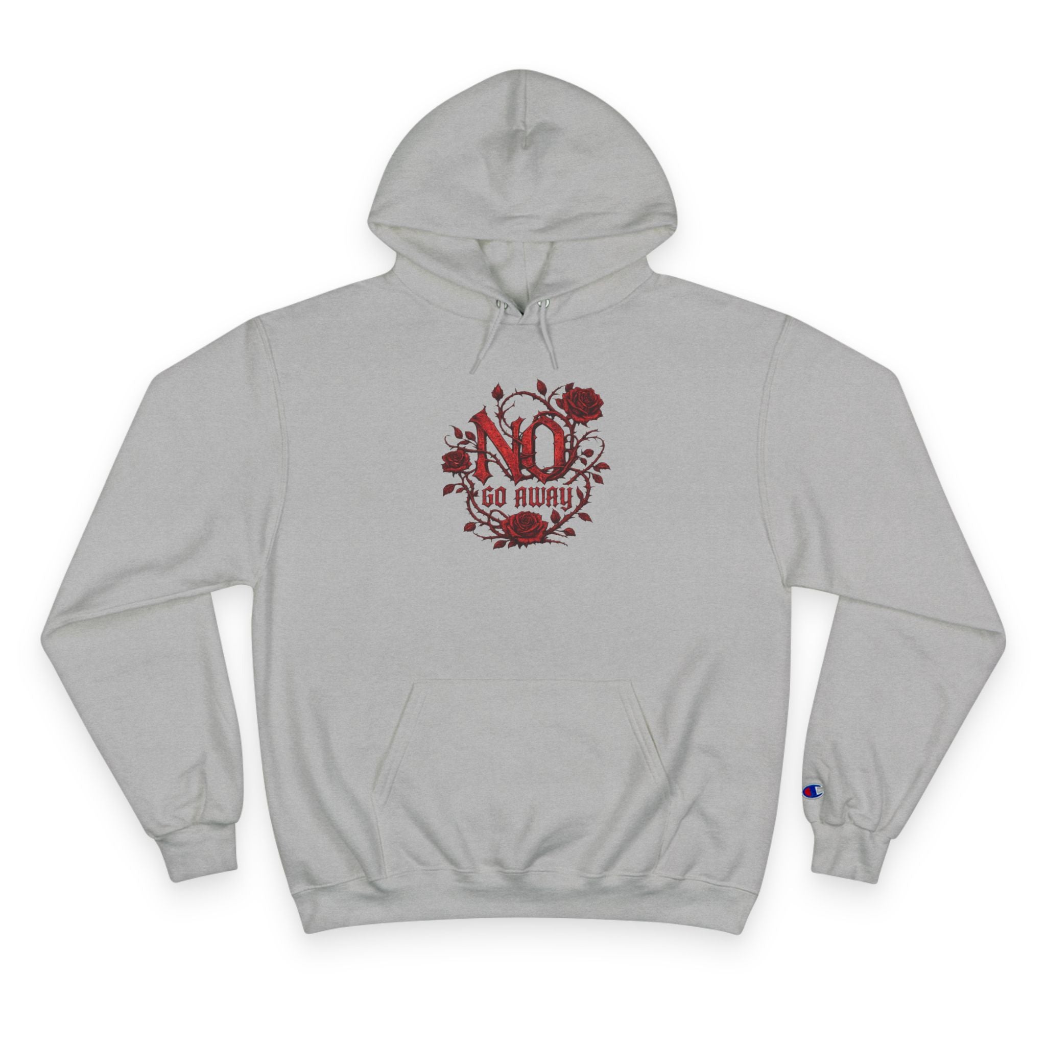 Gothic Go Away Champion Hoodie | Dark Floral Hoodie | Alternative Streetwear | Emo Goth Hoodie