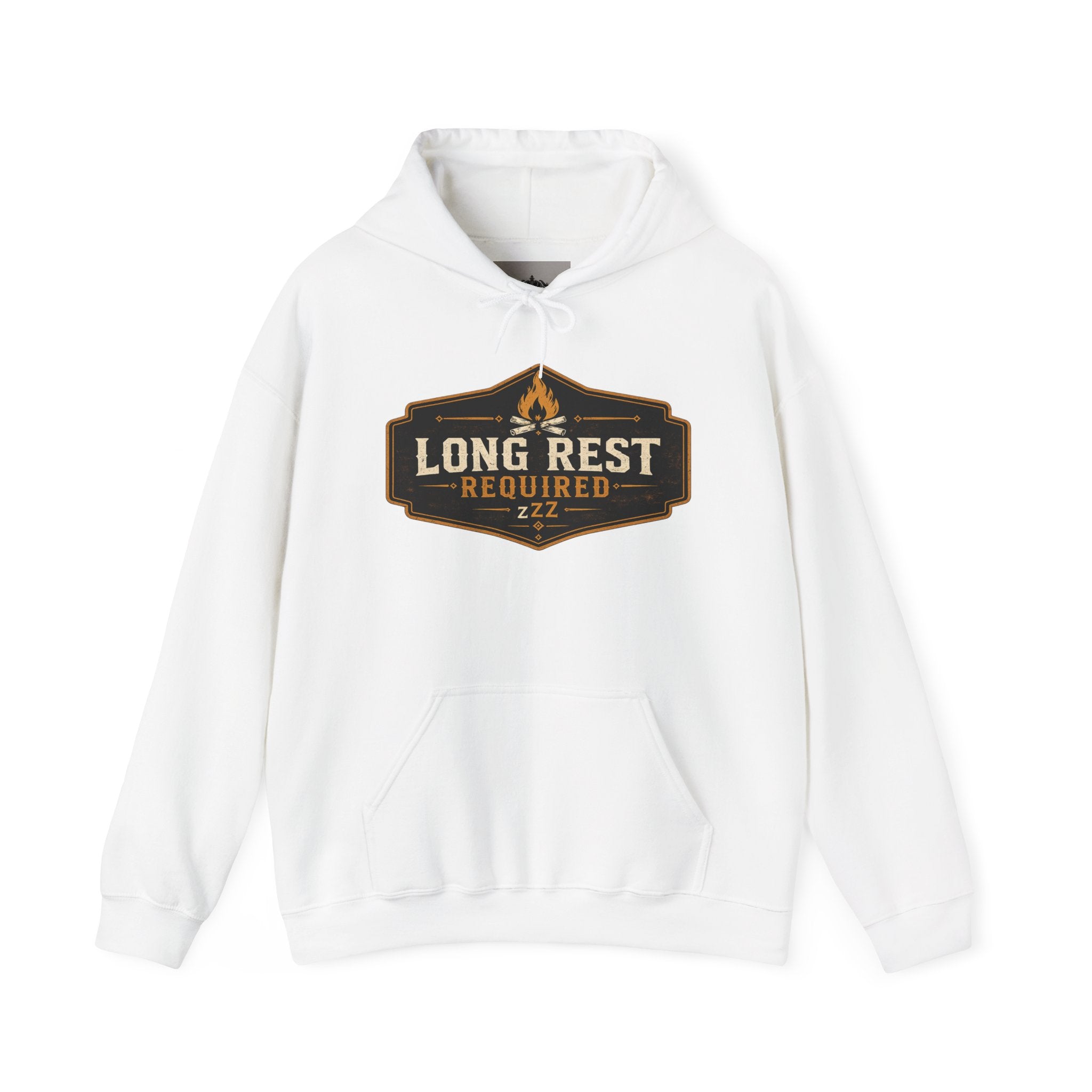 Long Rest Required Hoodie — Camping Campfire Graphic Pullover