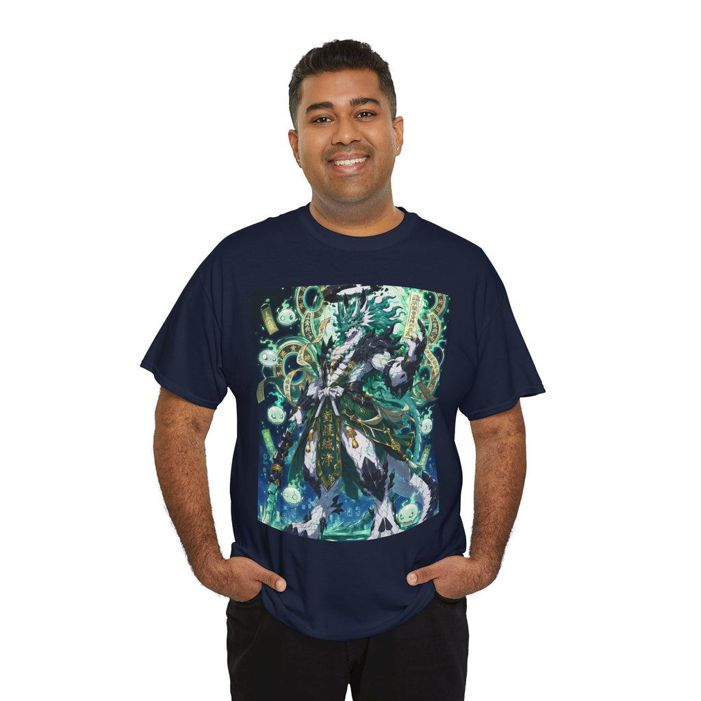 Mystic Forest Sorcerer T-Shirt | Fantasy Mage Illustration, Green Aura
