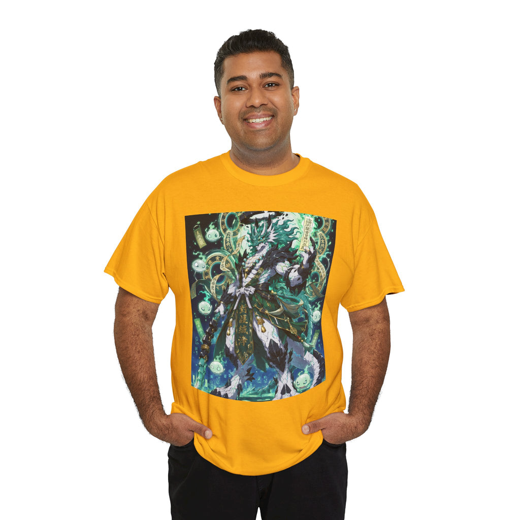 Mystic Forest Sorcerer T-Shirt | Fantasy Mage Illustration, Green Aura