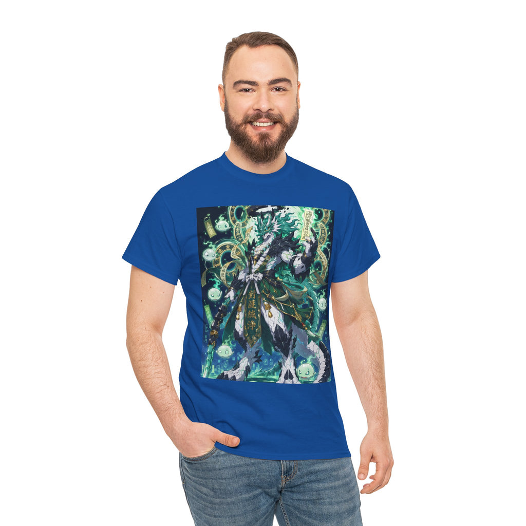 Mystic Forest Sorcerer T-Shirt | Fantasy Mage Illustration, Green Aura