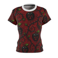 Women's Red Poison Apple Tee — Gothic Floral Skull Pattern