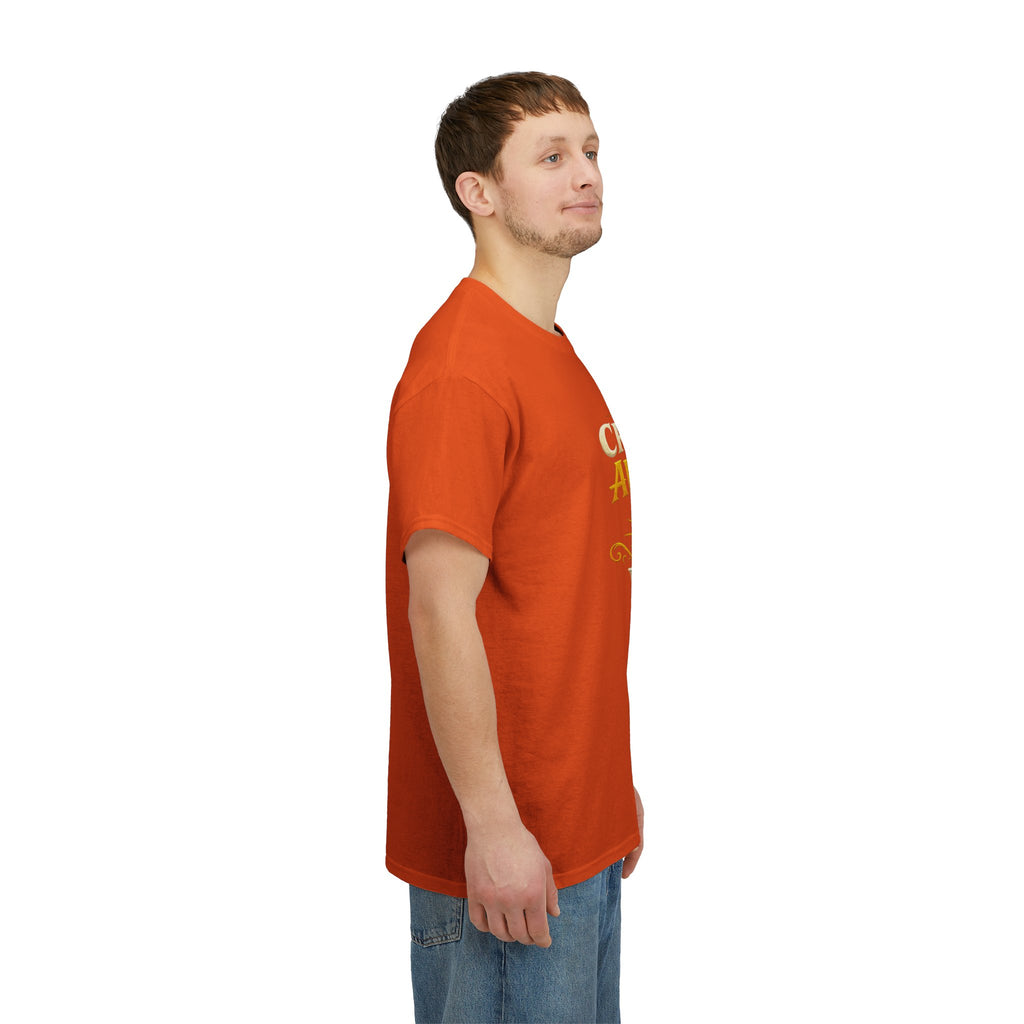 Critically Awesome Dad T‑Shirt – Gold D20 Gaming Father Tee (Father’s Day, Gamer Dad Gift)