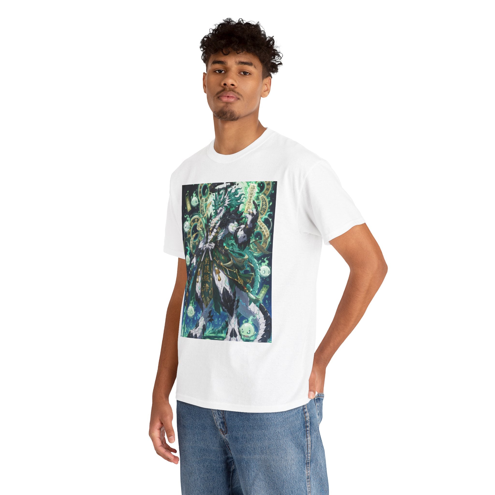 Mystic Forest Sorcerer T-Shirt | Fantasy Mage Illustration, Green Aura
