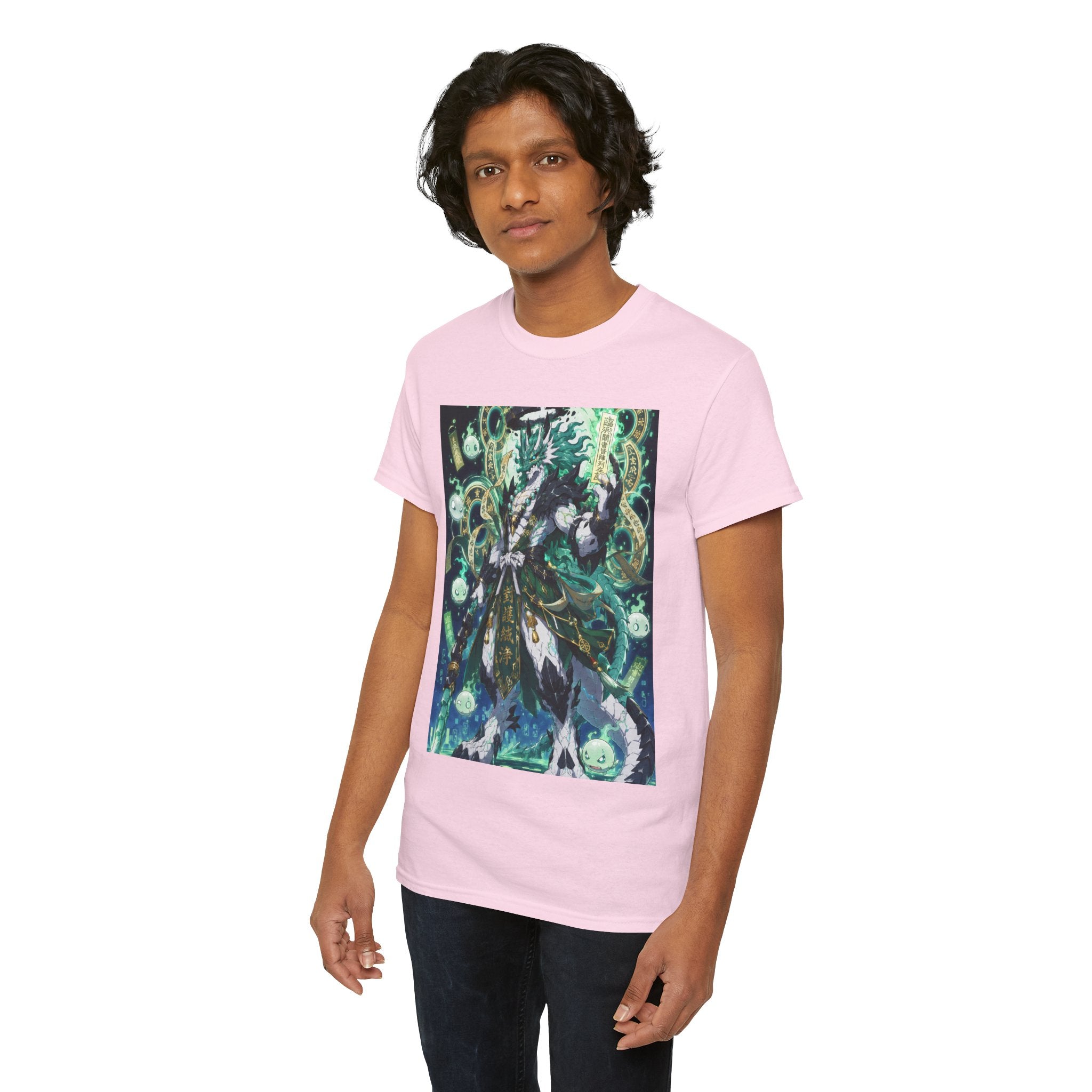 Mystic Forest Sorcerer T-Shirt | Fantasy Mage Illustration, Green Aura