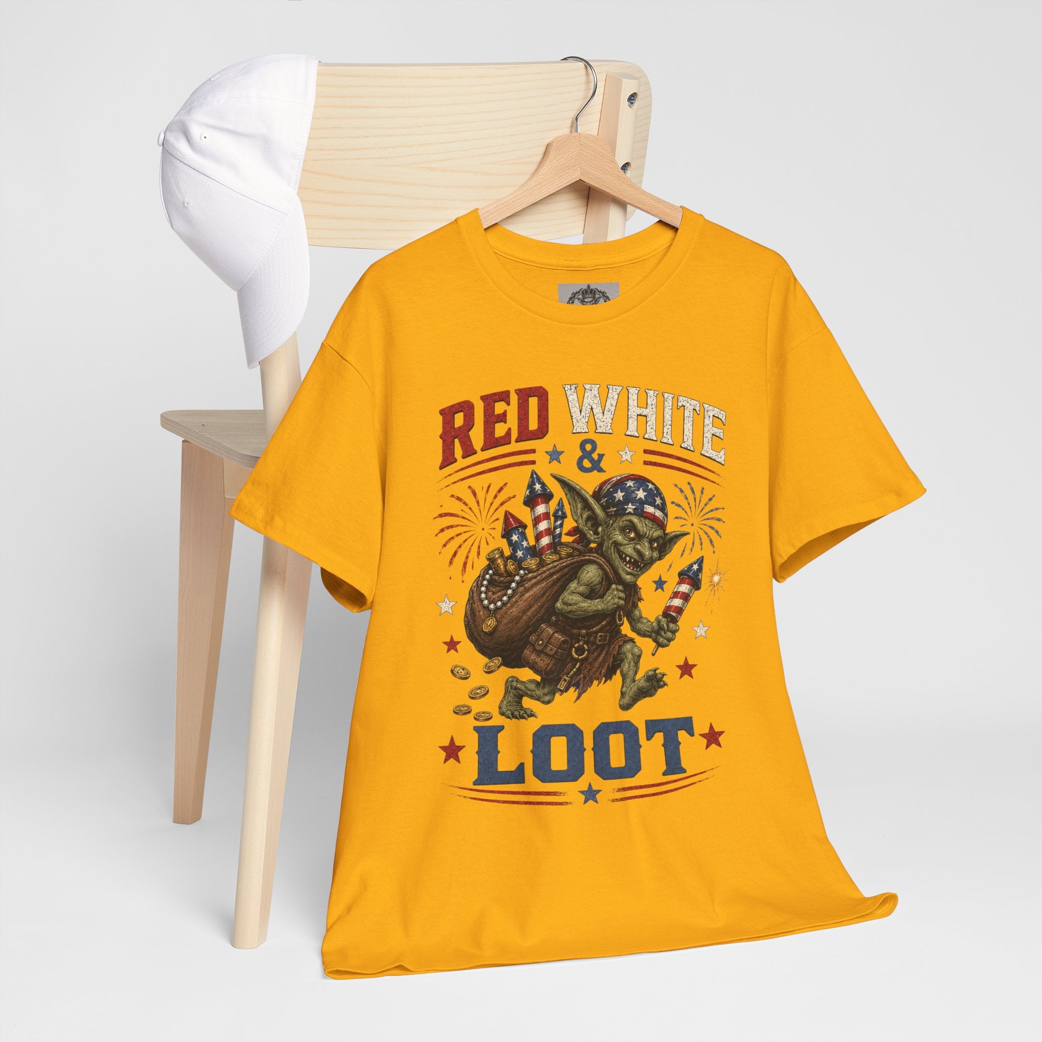 Red White & Loot Goblin Illustration Tee | Patriotic Fourth of July Shirt