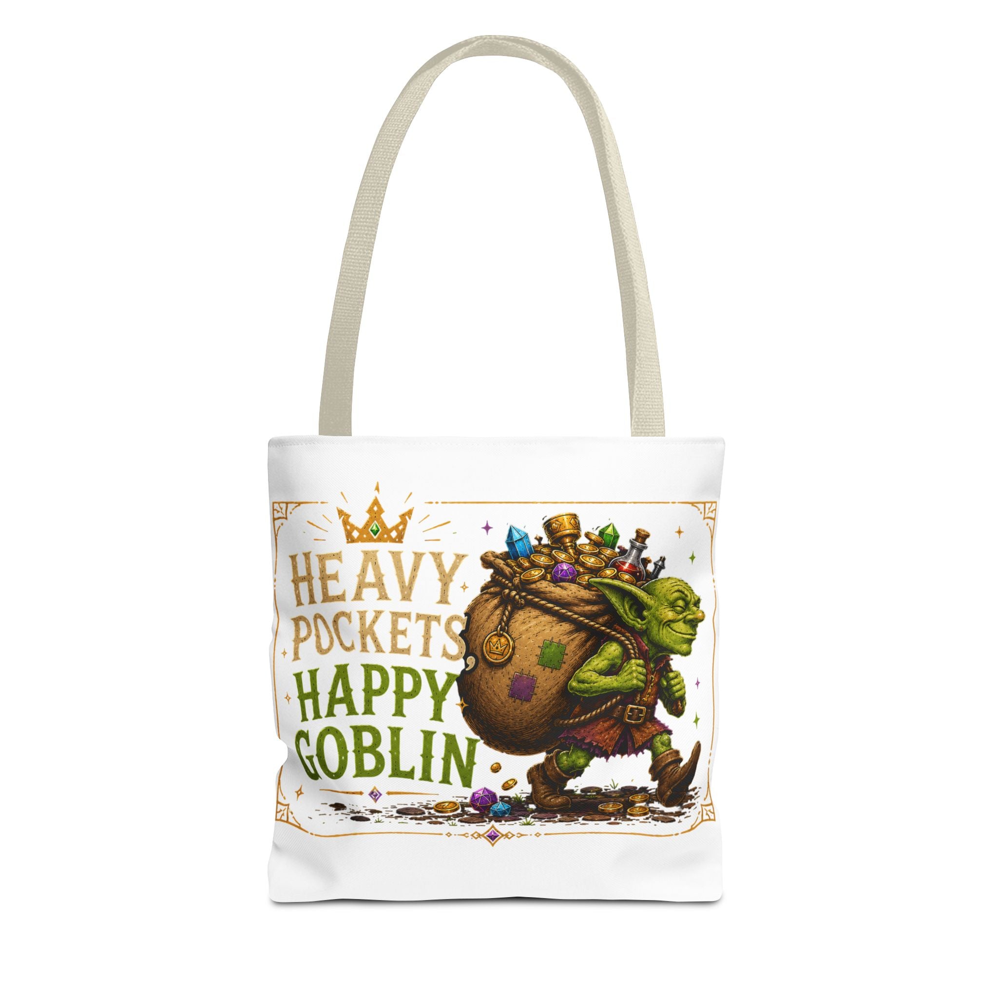 Heavy Pockets Happy Goblin Tote Bag — Fantasy Goblin Illustration Reusable Shopper