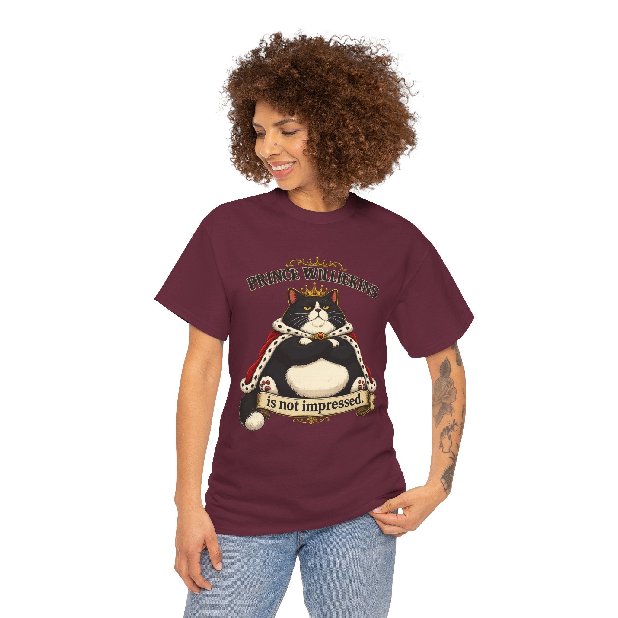 Cat T-Shirt — “Prince Williekins Is Not Impressed” Royal Cat Graphic Tee