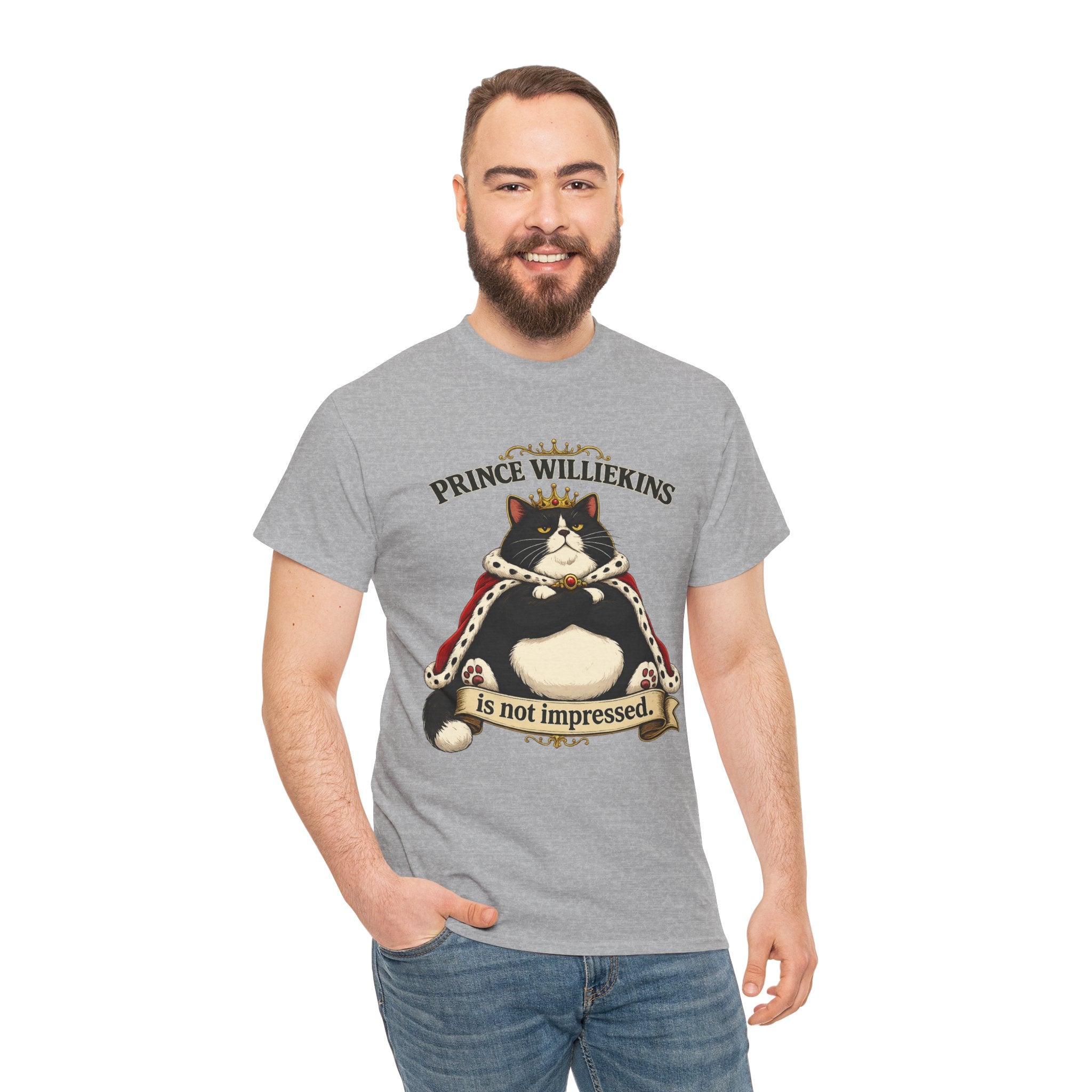 Cat T-Shirt — “Prince Williekins Is Not Impressed” Royal Cat Graphic Tee