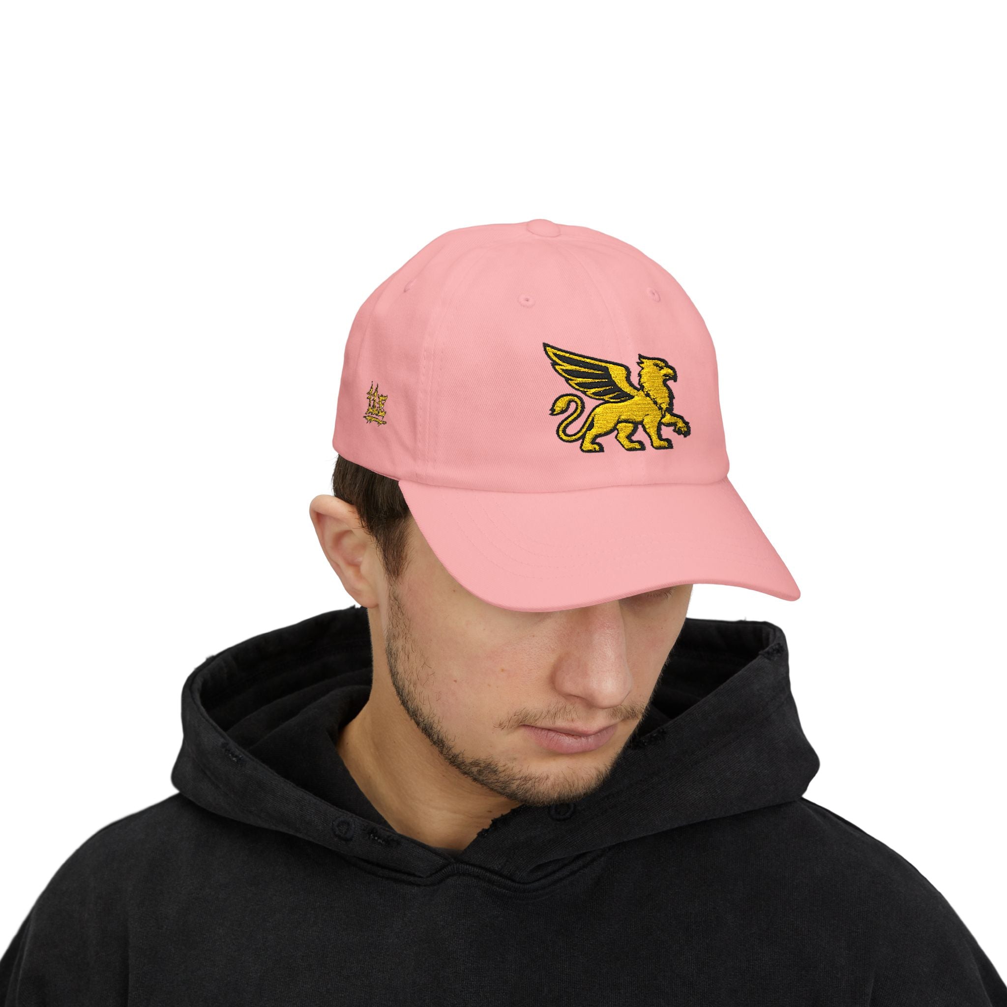 Golden Griffin Embroidered Cap | White Classic Dad Cap