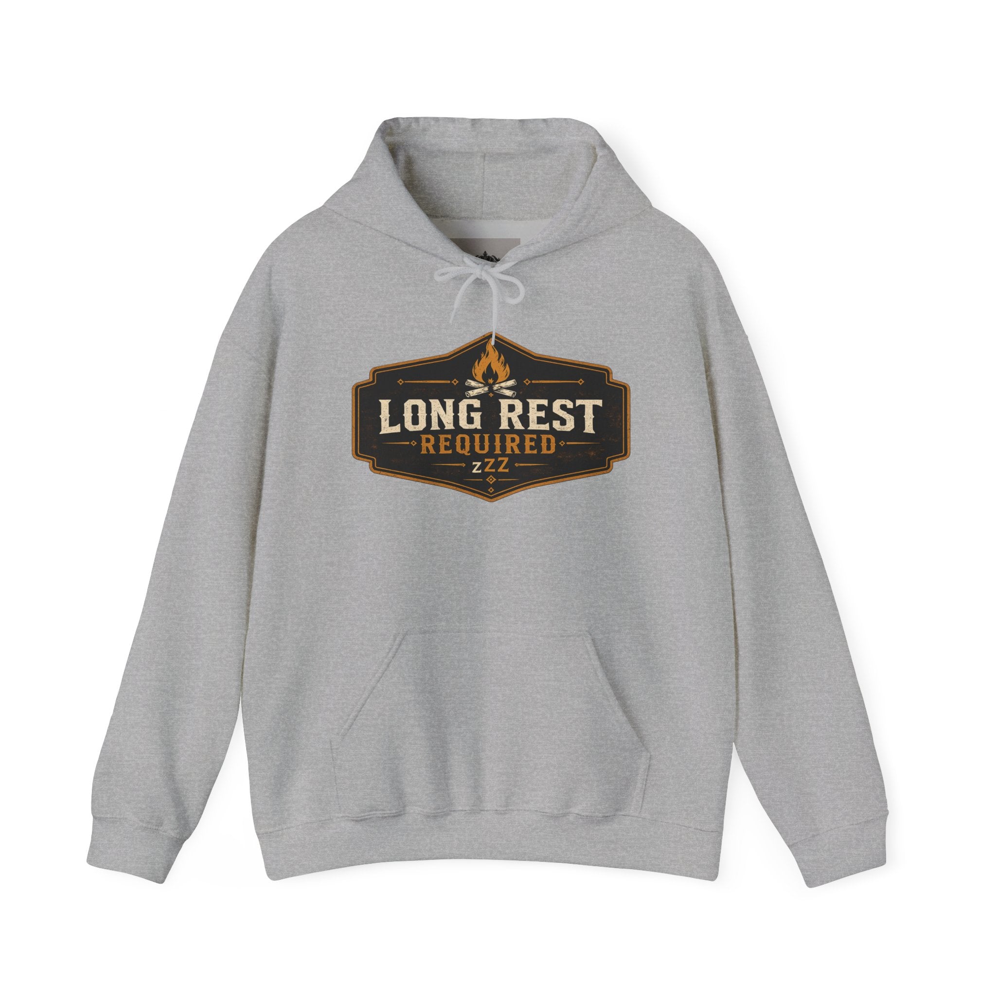 Long Rest Required Hoodie — Camping Campfire Graphic Pullover