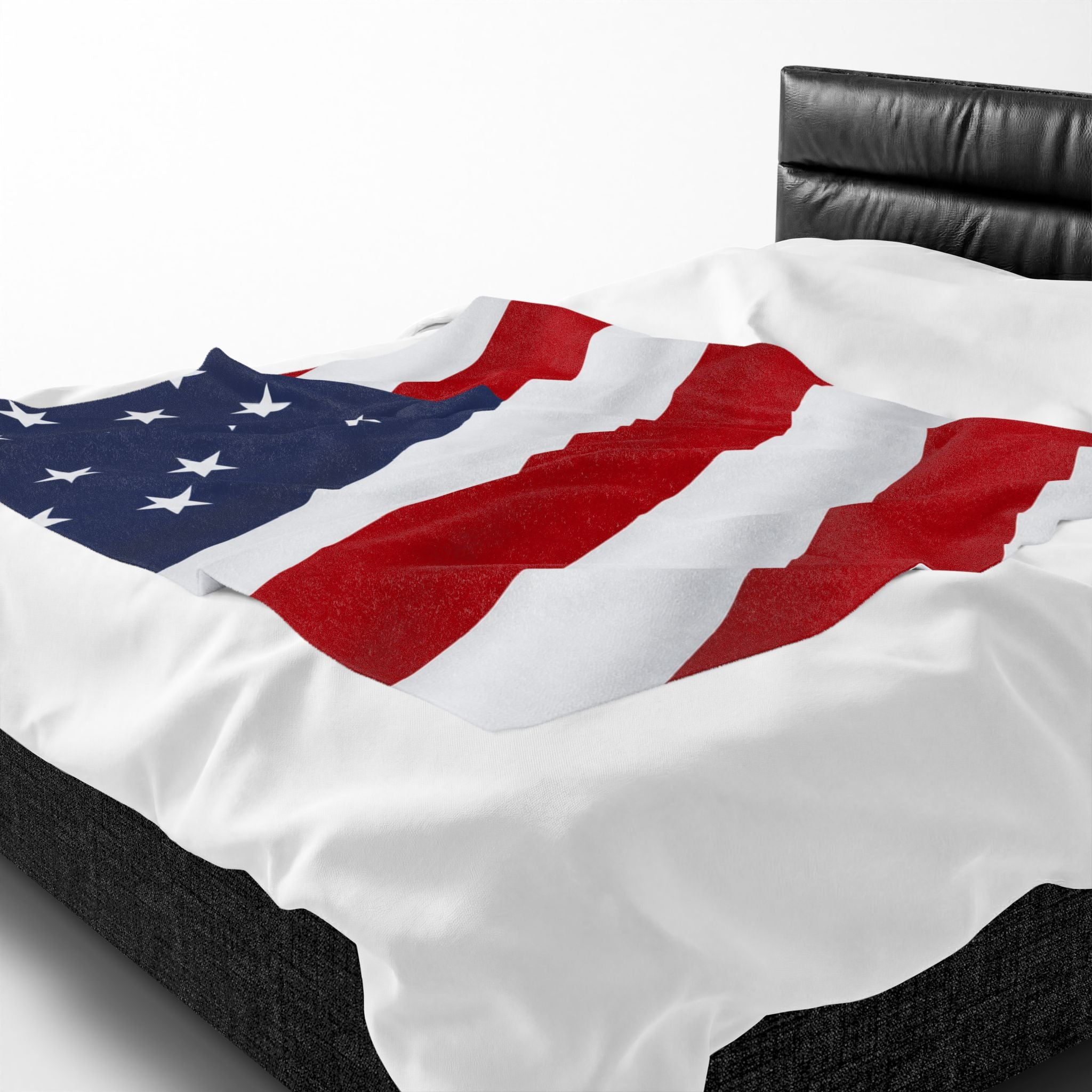 American Flag Velveteen Plush Blanket | USA Stars Stripes Throw