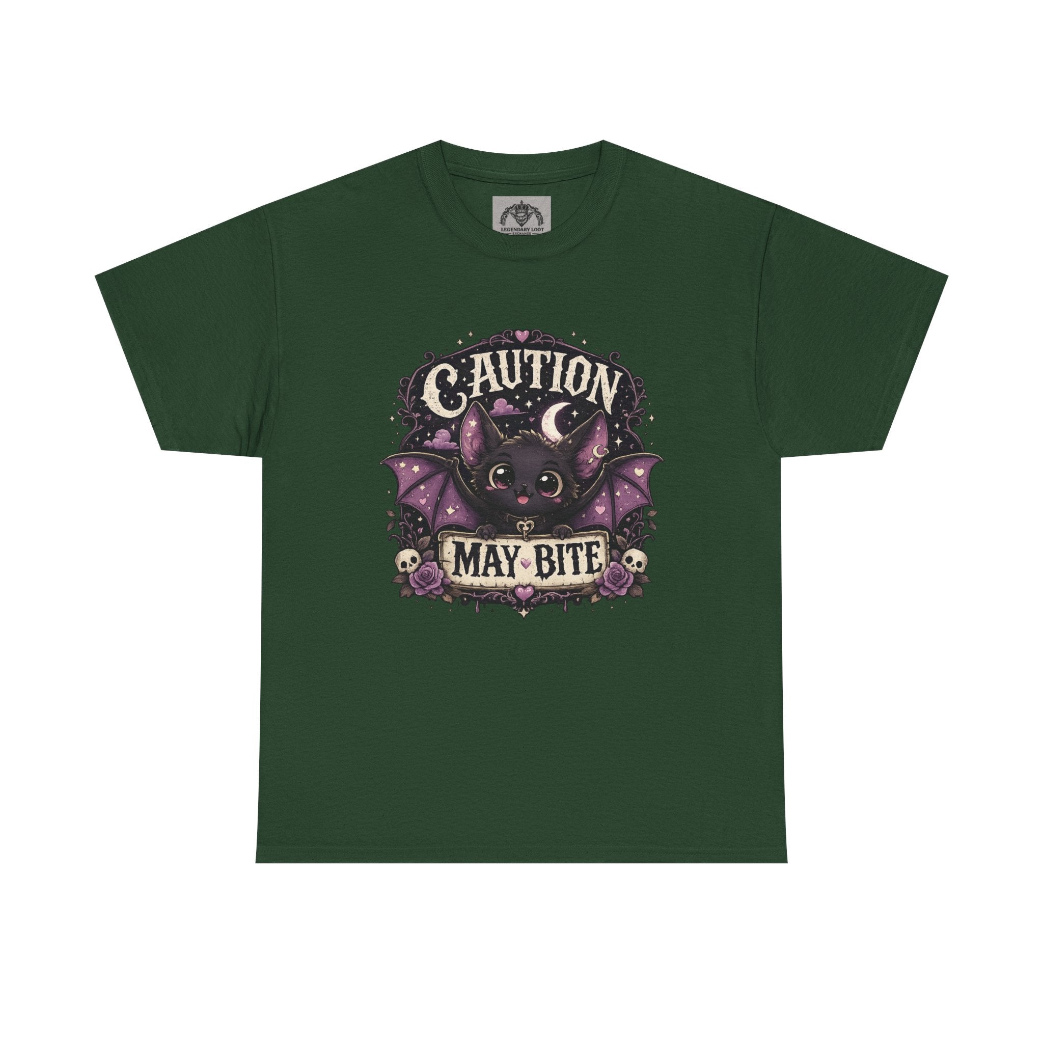 Caution May Bite Bat T-Shirt — Cute Gothic Halloween Tee