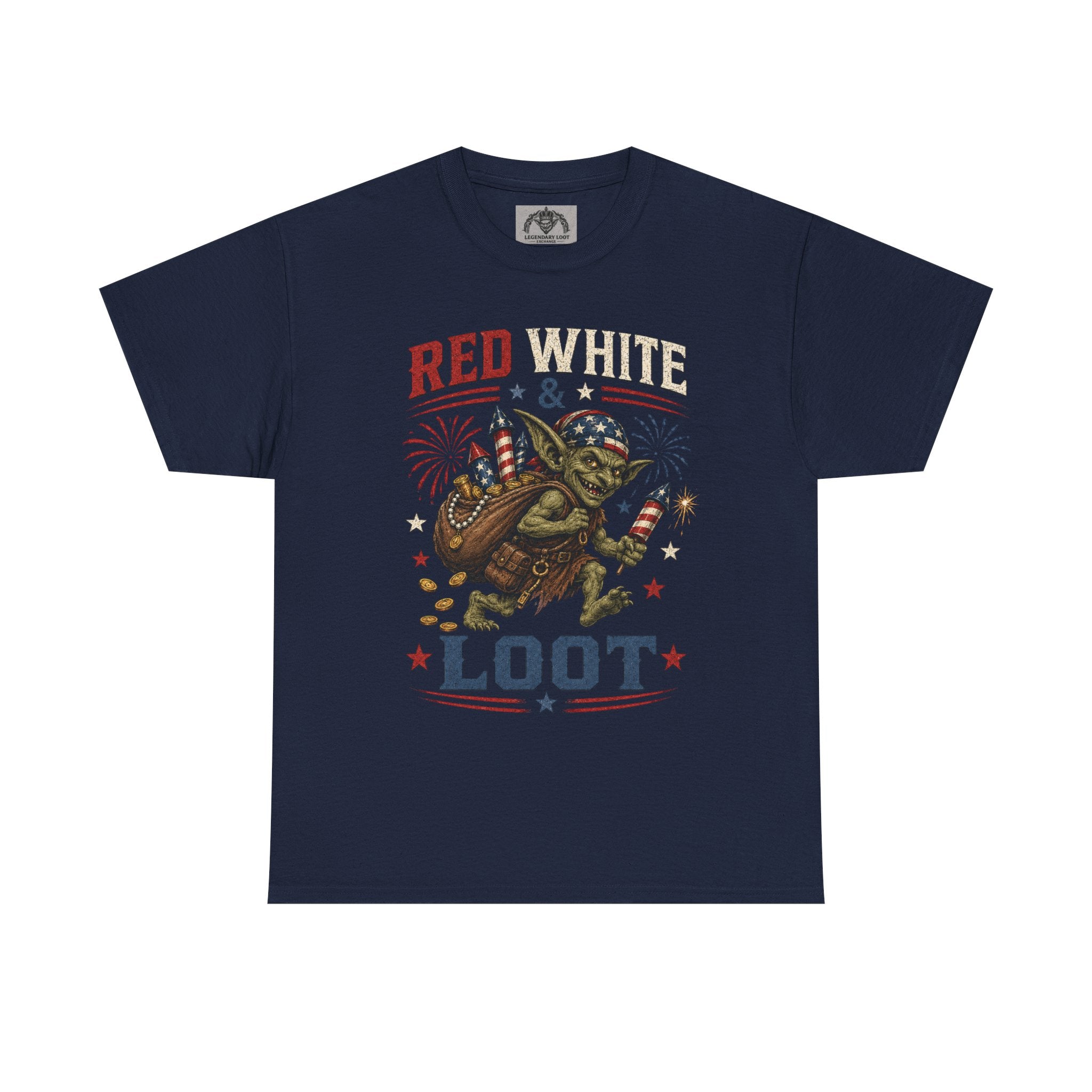 Red White & Loot Goblin Illustration Tee | Patriotic Fourth of July Shirt