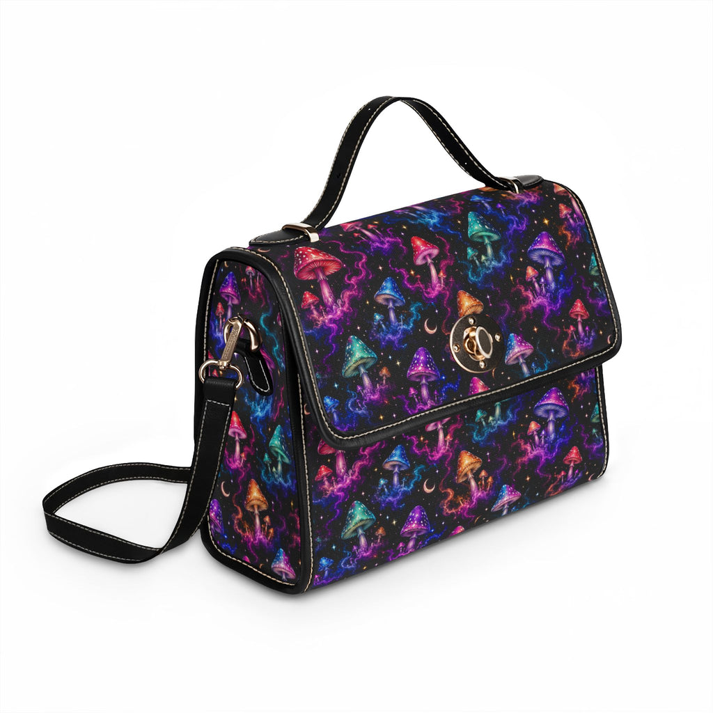 Neon Psychedelic Mushrooms Waterproof Canvas Bag | Colorful Galaxy Fungi Print