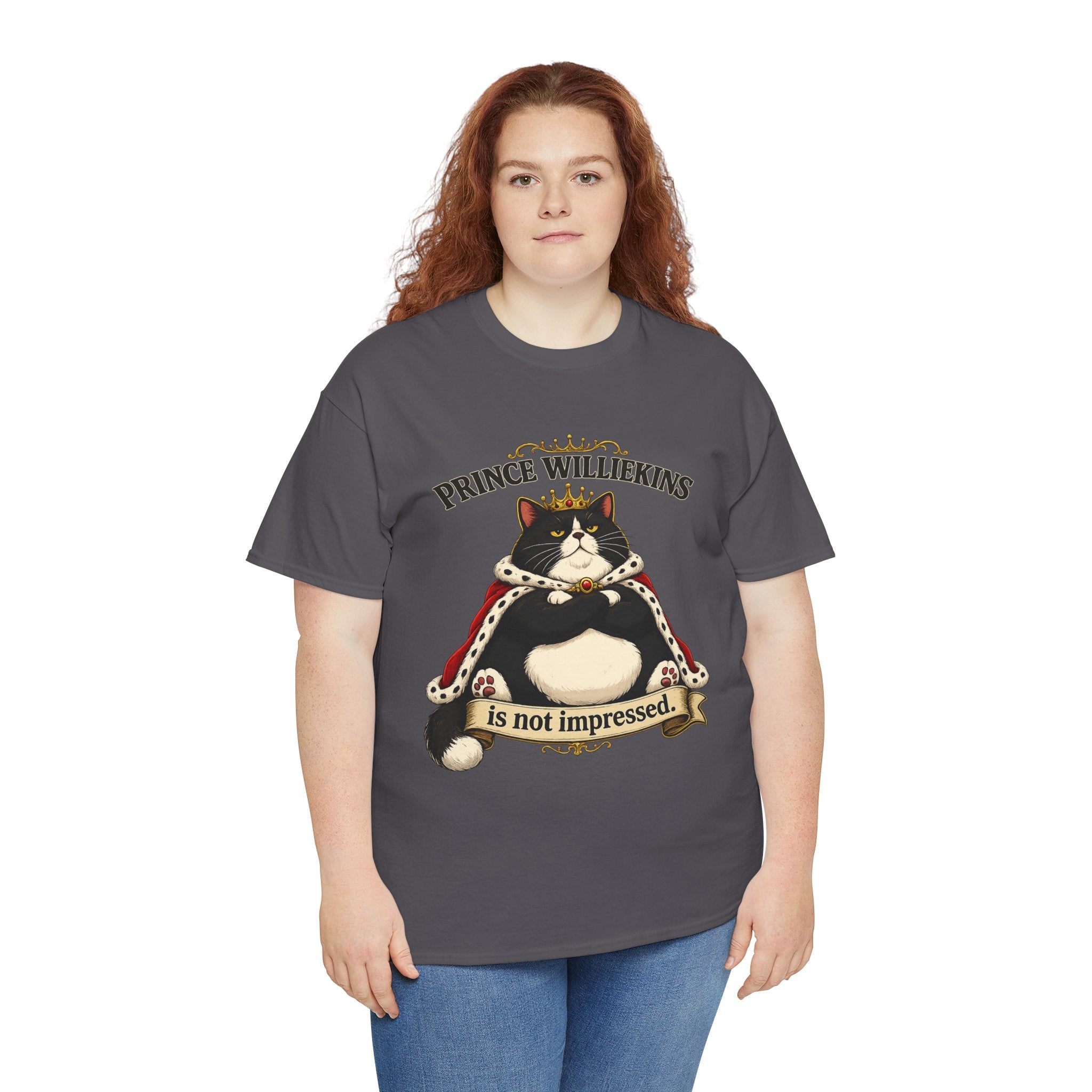 Cat T-Shirt — “Prince Williekins Is Not Impressed” Royal Cat Graphic Tee
