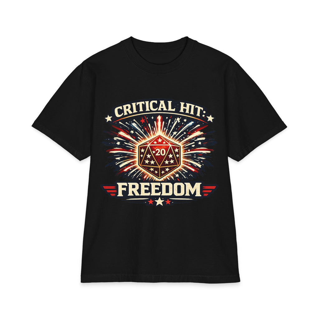 Critical Hit Freedom T-Shirt | D20 Dice Fireworks RPG Gaming