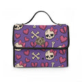 Cute Skull and Hearts Purple Pattern Waterproof Canvas Bag | Skull Crossbones Hearts Tote