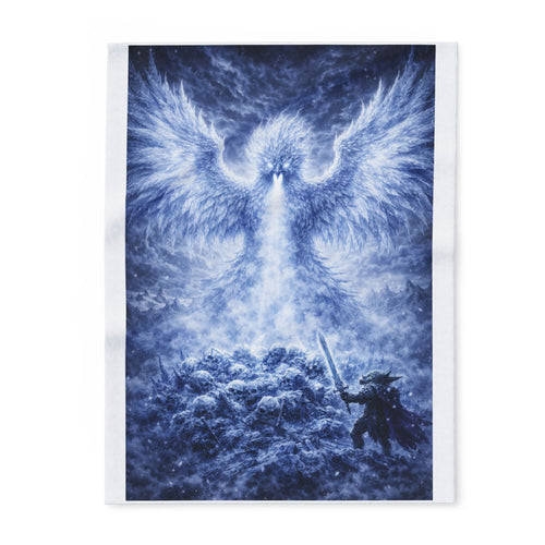 Arctic Phoenix Fleece Blanket | Fantasy Ice Bird Throw | Cozy Gamer Blanket