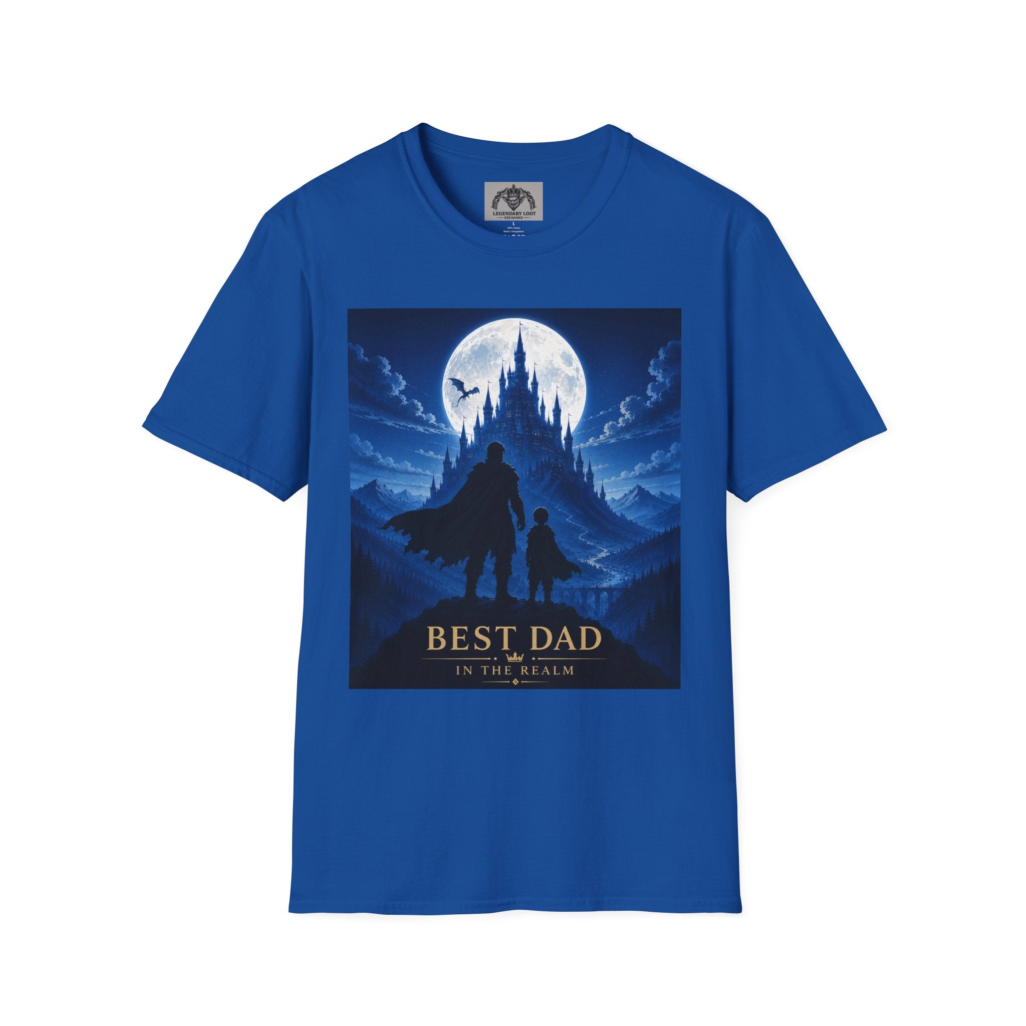 Best Dad Fantasy Castle T-Shirt | Father and Child Silhouette, Moonlit Adventure