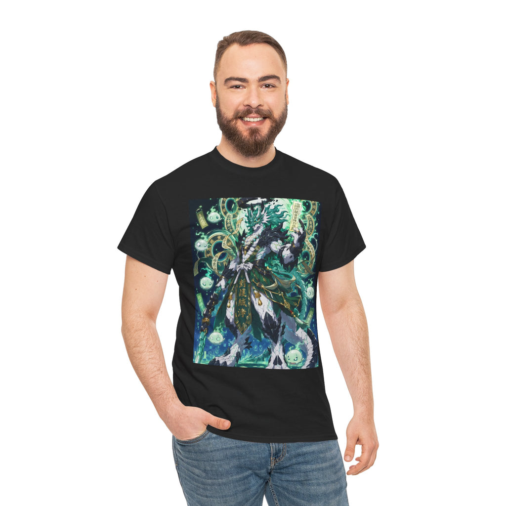 Mystic Forest Sorcerer T-Shirt | Fantasy Mage Illustration, Green Aura
