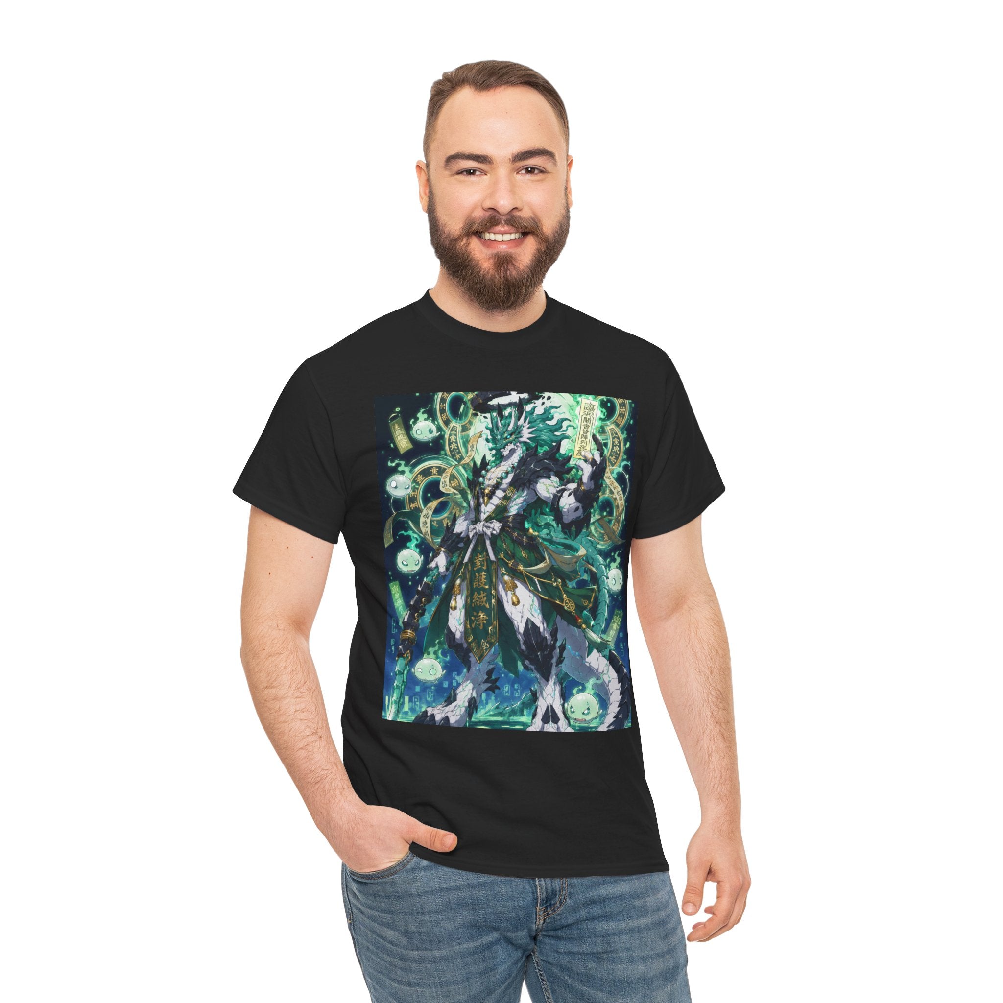 Mystic Forest Sorcerer T-Shirt | Fantasy Mage Illustration, Green Aura