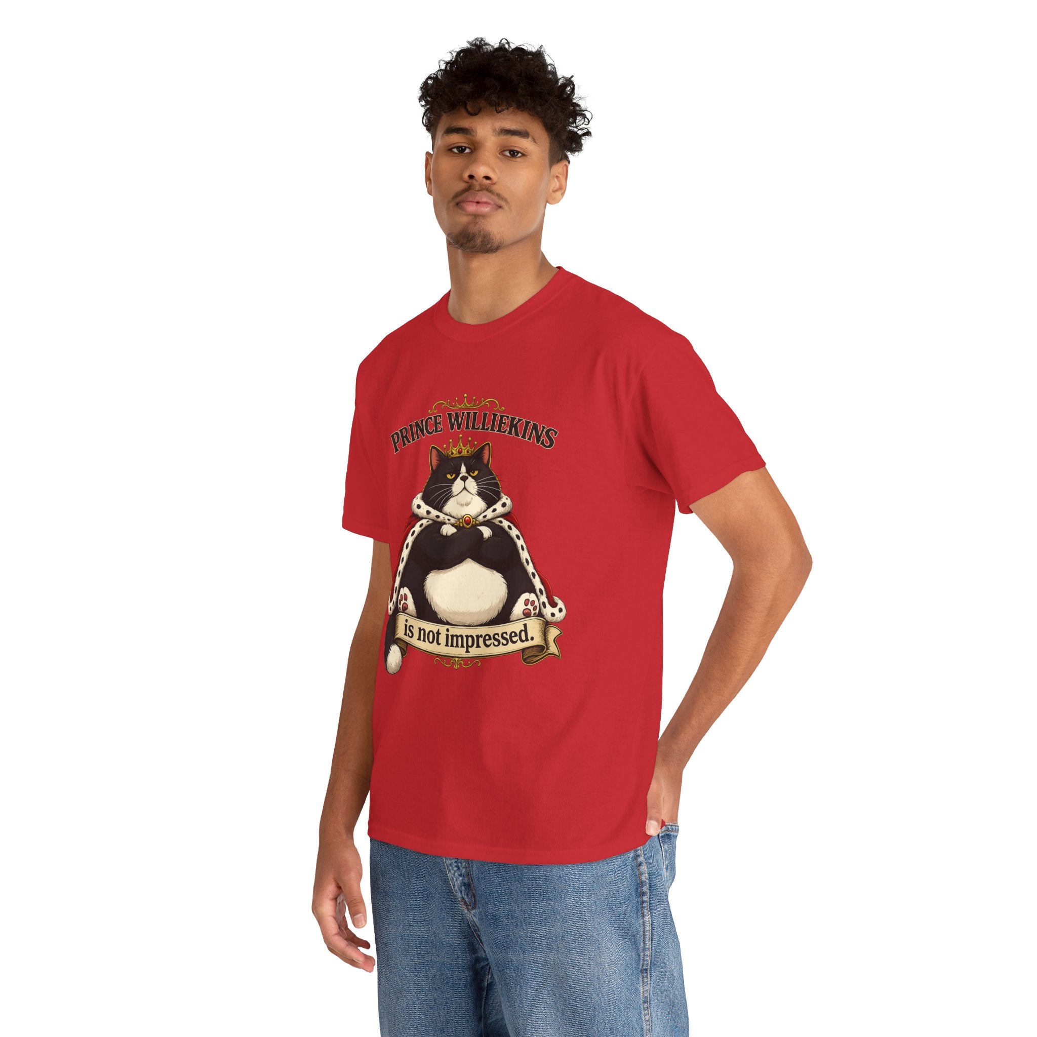 Cat T-Shirt — “Prince Williekins Is Not Impressed” Royal Cat Graphic Tee