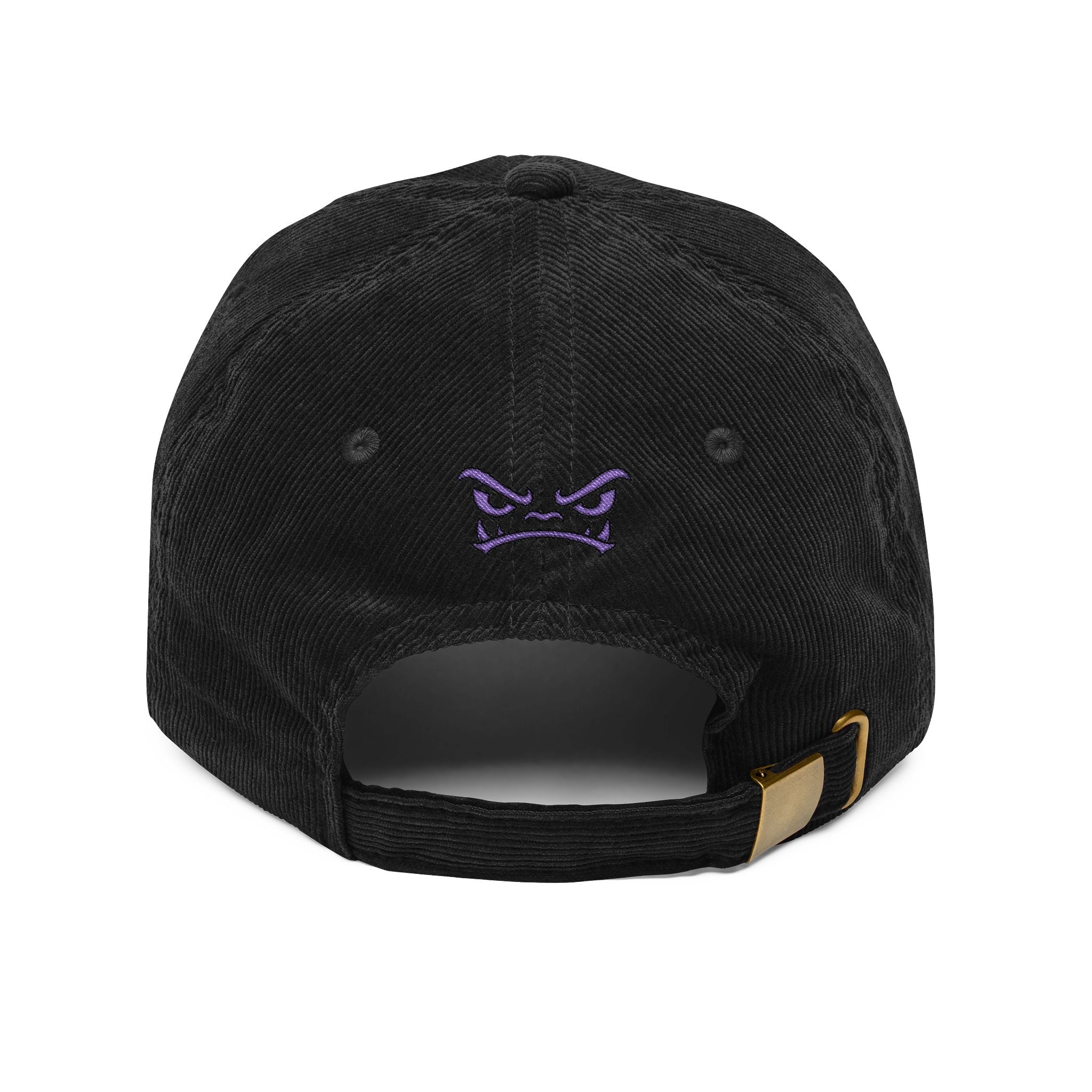 Vintage Corduroy Baseball Cap — Embroidered Purple Dino Skull