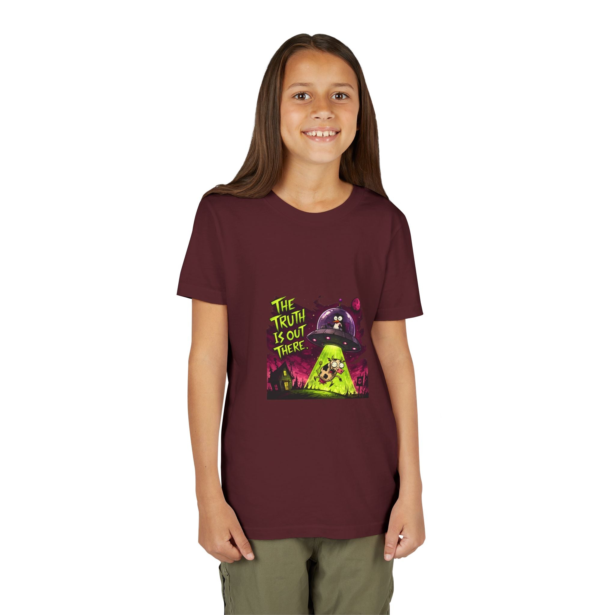 The Truth Is Out There Youth Tee | Alien UFO Graphic | Penguin | Cow