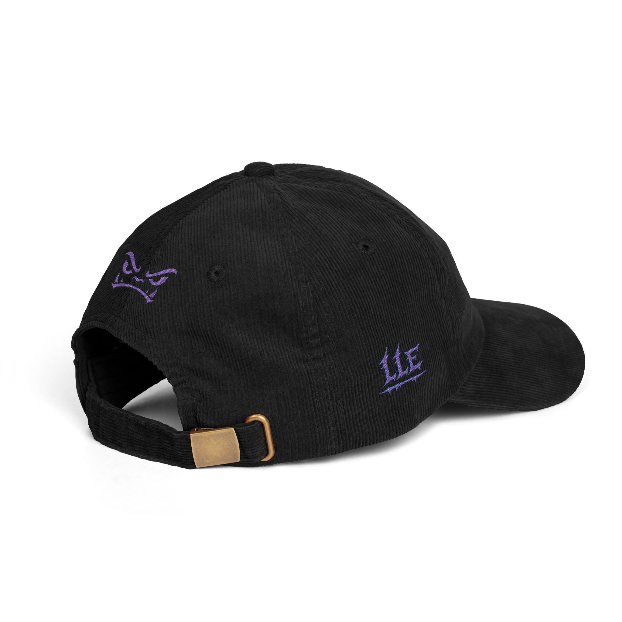 Vintage Corduroy Baseball Cap — Embroidered Purple Dino Skull