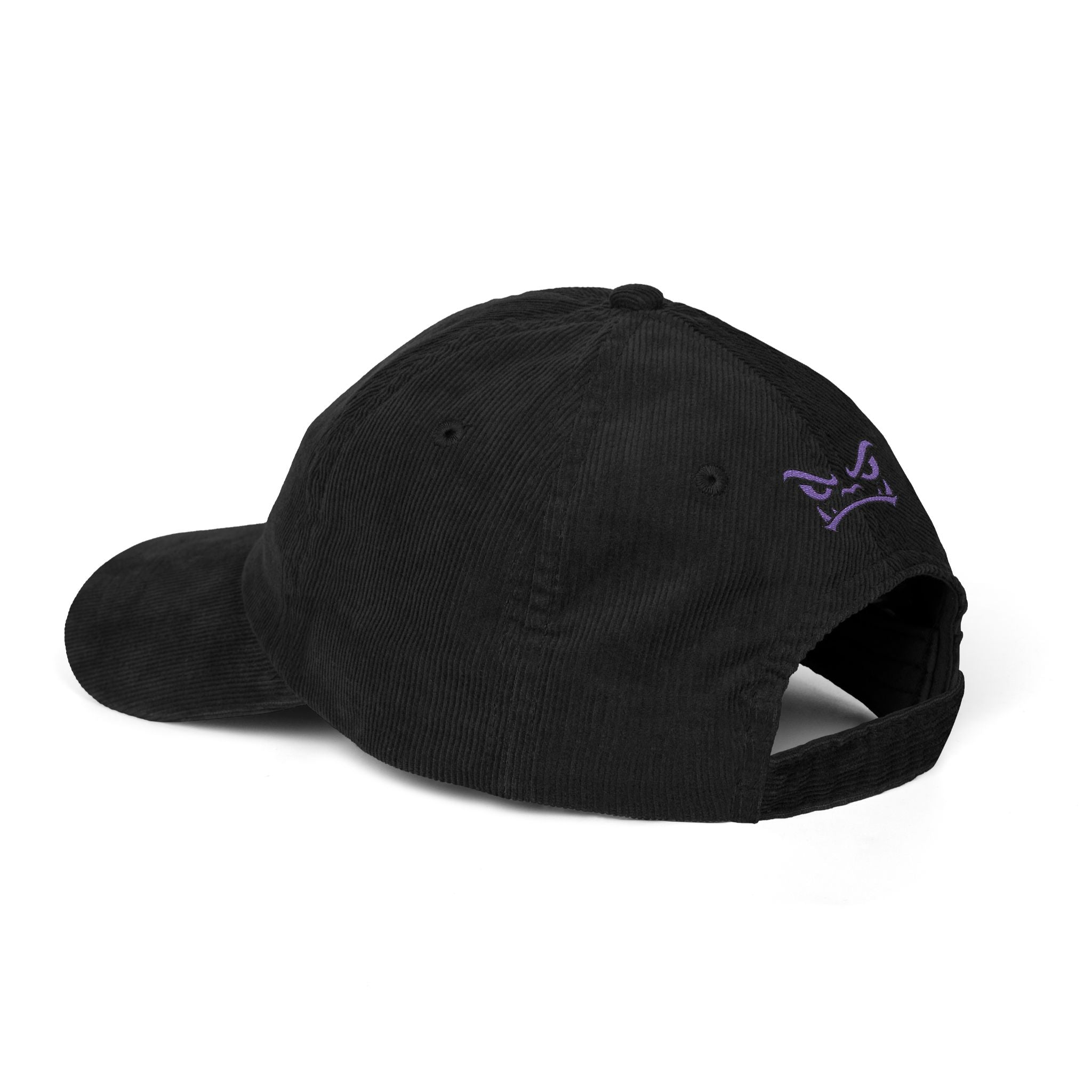 Vintage Corduroy Baseball Cap — Embroidered Purple Dino Skull