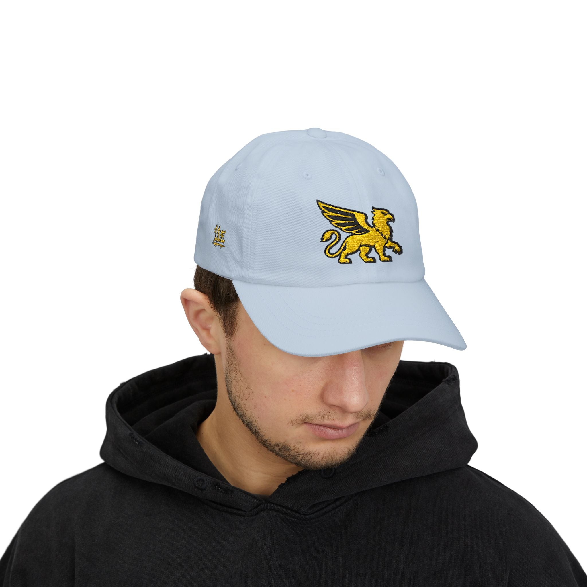 Golden Griffin Embroidered Cap | White Classic Dad Cap