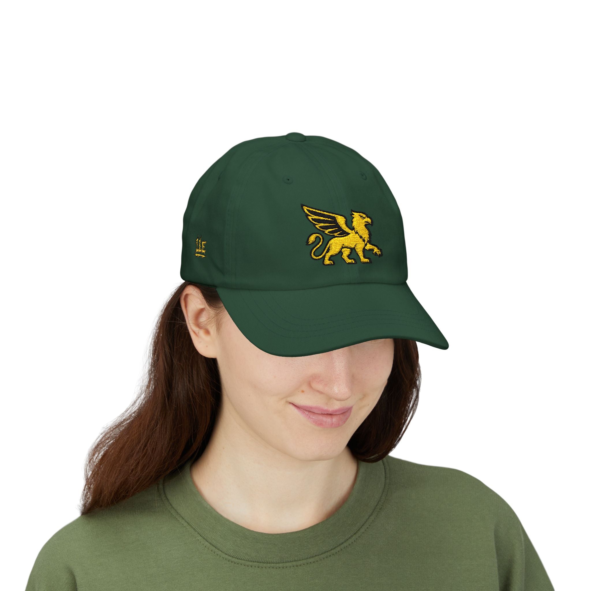Golden Griffin Embroidered Cap | White Classic Dad Cap