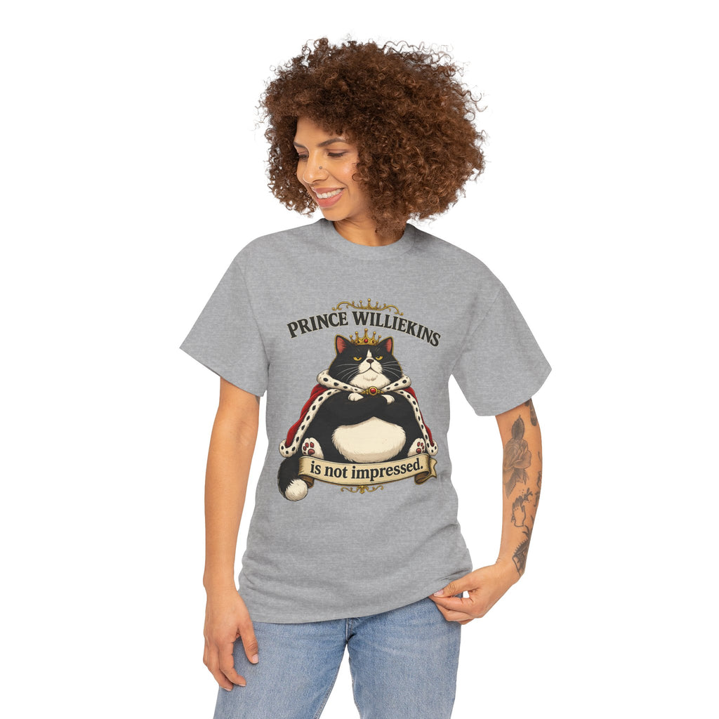 Cat T-Shirt — “Prince Williekins Is Not Impressed” Royal Cat Graphic Tee
