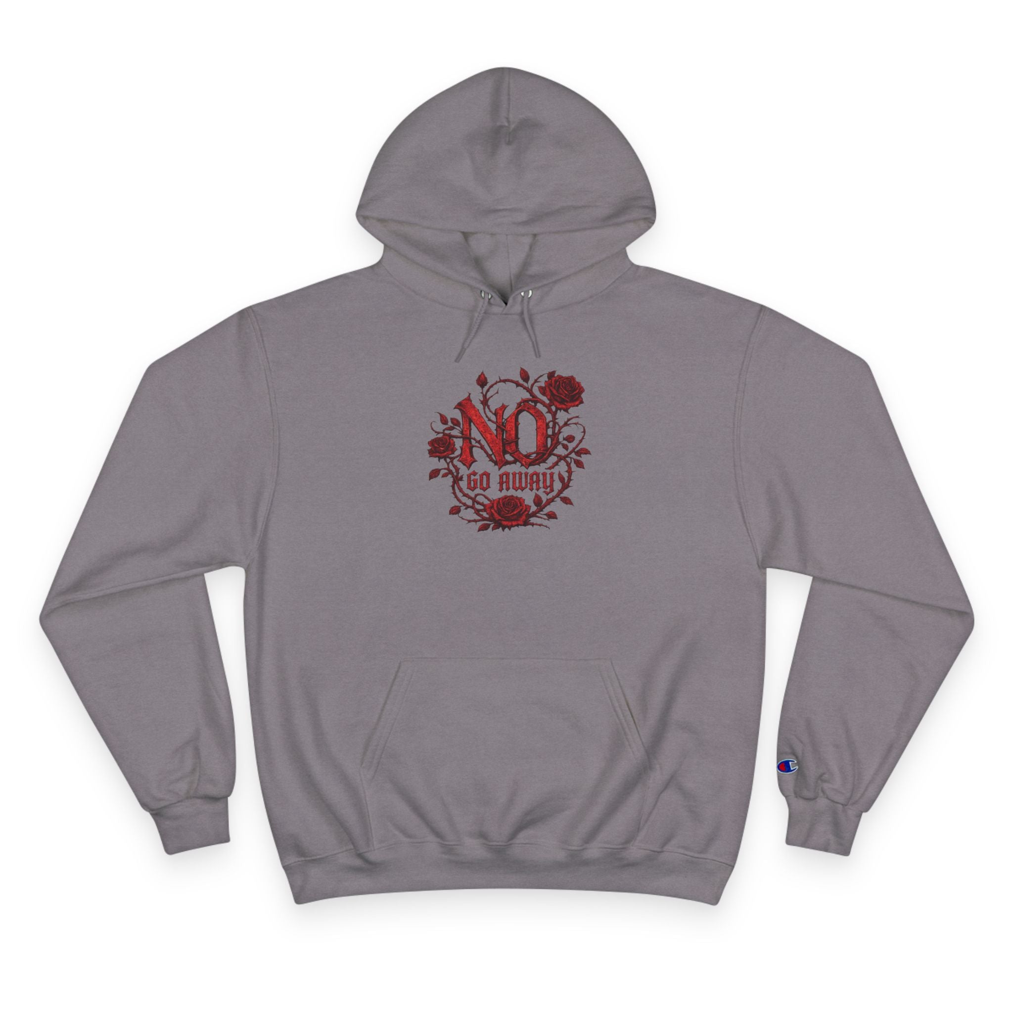 Gothic Go Away Champion Hoodie | Dark Floral Hoodie | Alternative Streetwear | Emo Goth Hoodie