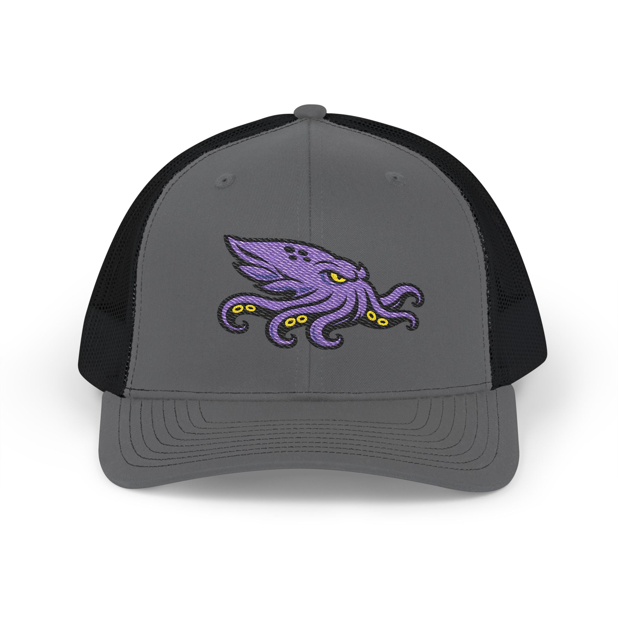 Purple Kraken Embroidered Snapback Trucker Cap | Nautical Sea Creature /Kraken