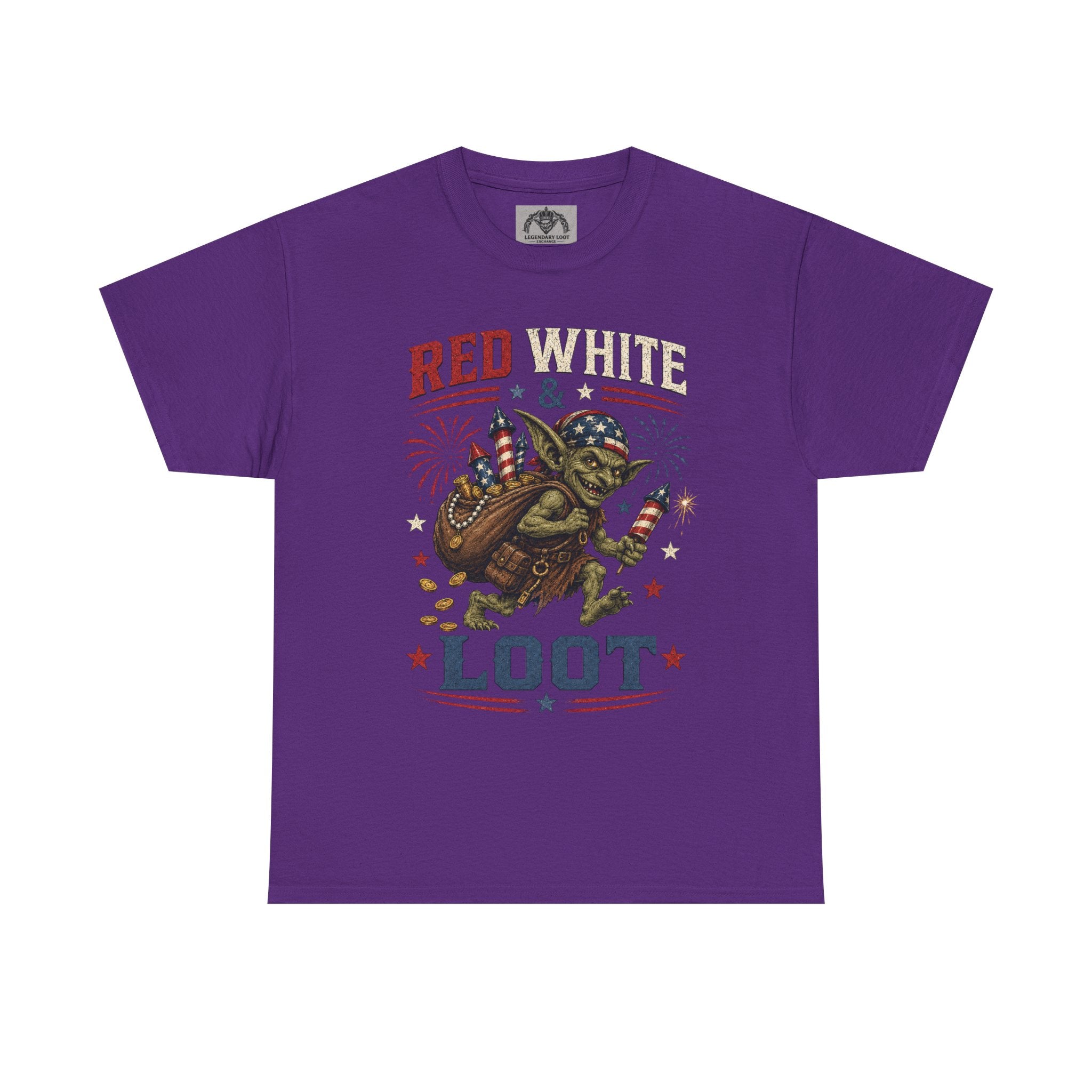 Red White & Loot Goblin Illustration Tee | Patriotic Fourth of July Shirt