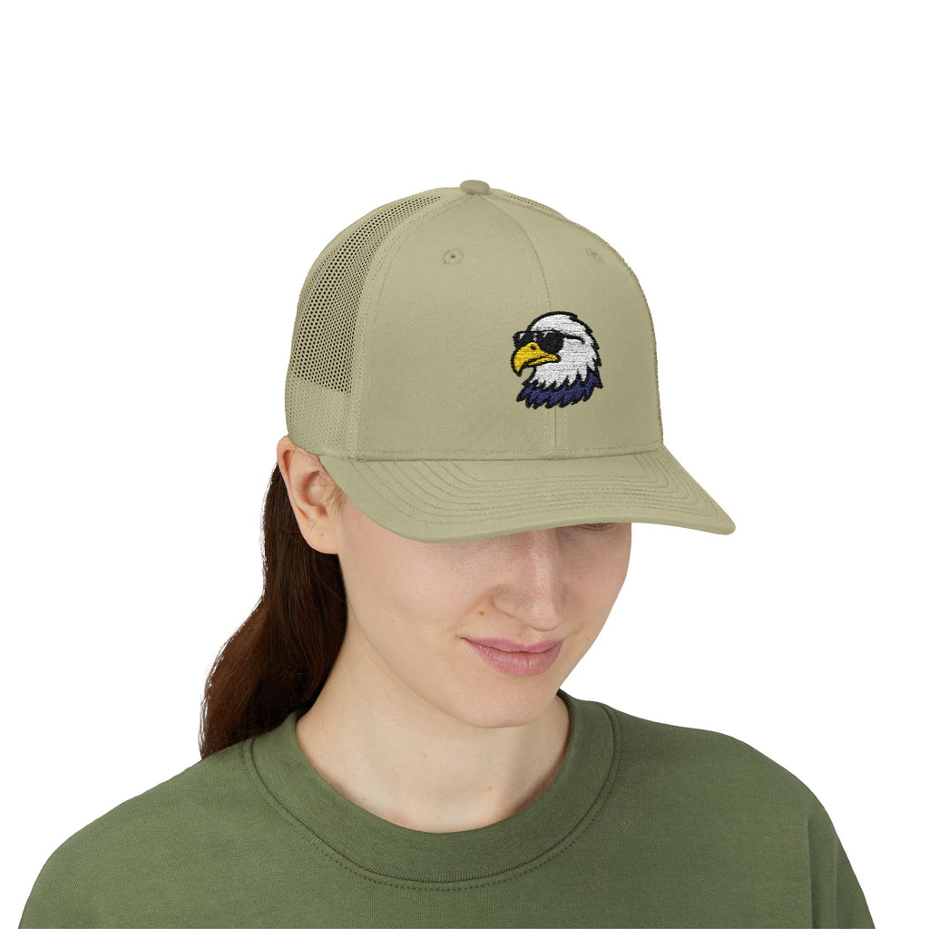 Eagle Head Embroidered Snapback Trucker Cap — Patriotic Mesh Baseball Hat