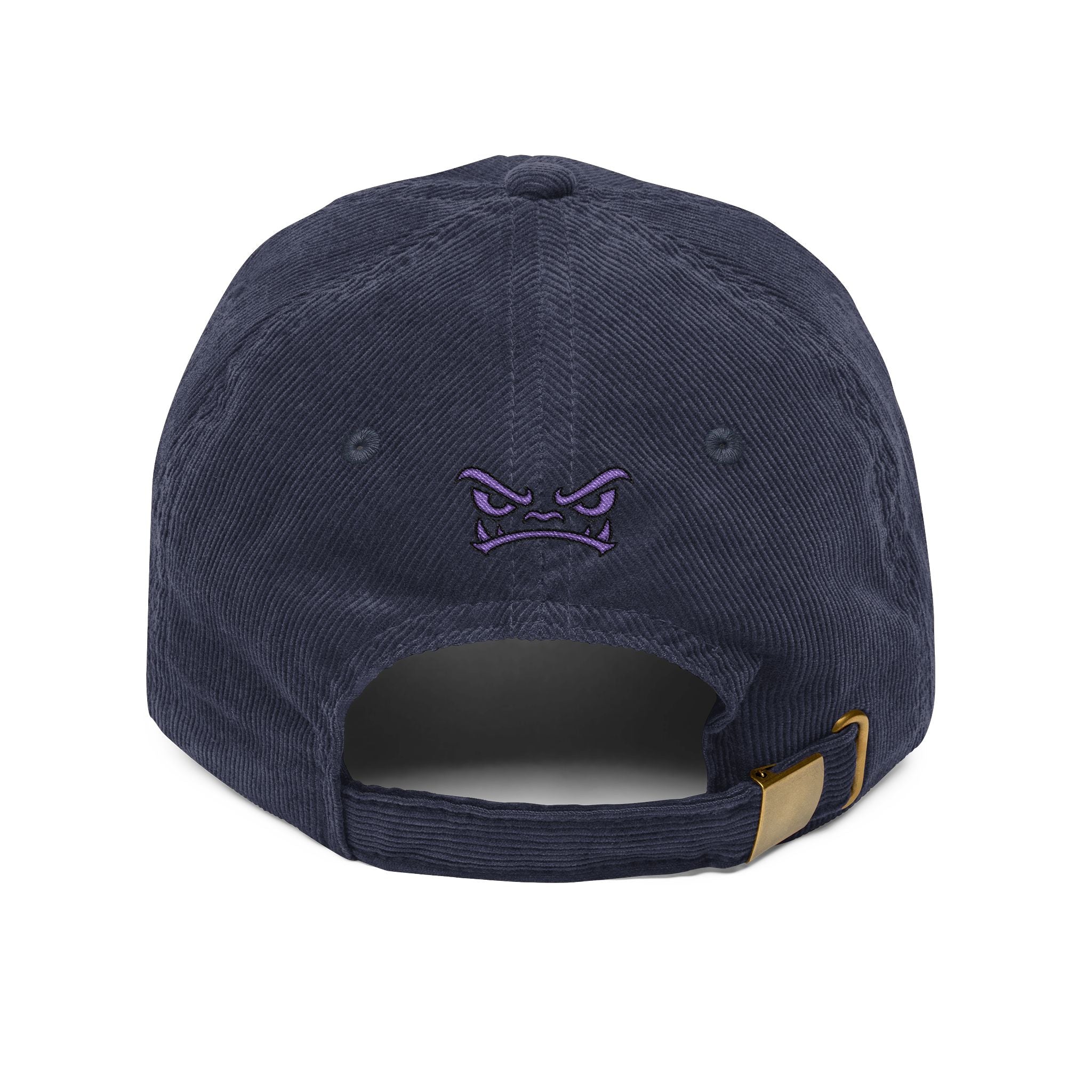 Vintage Corduroy Baseball Cap — Embroidered Purple Dino Skull