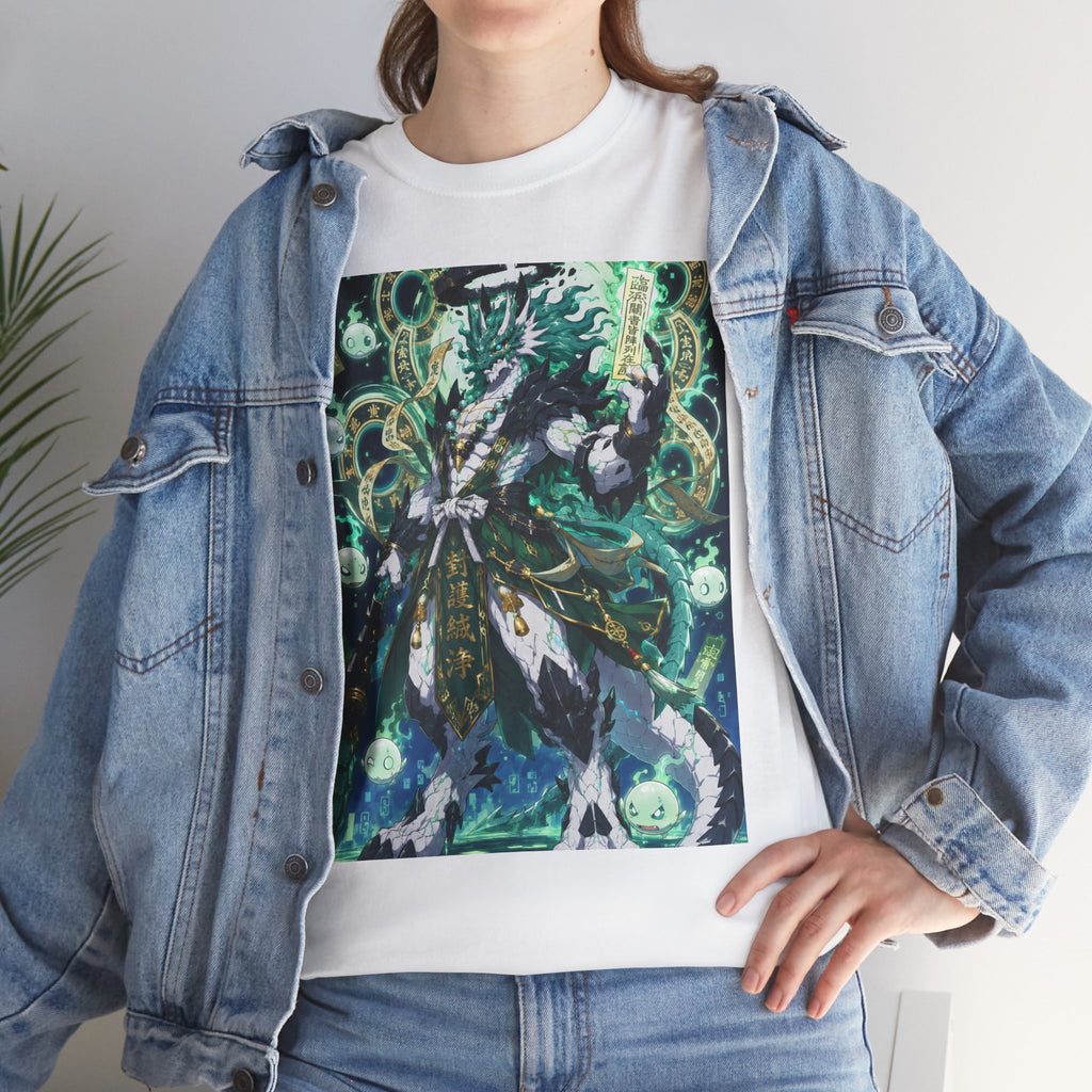 Mystic Forest Sorcerer T-Shirt | Fantasy Mage Illustration, Green Aura